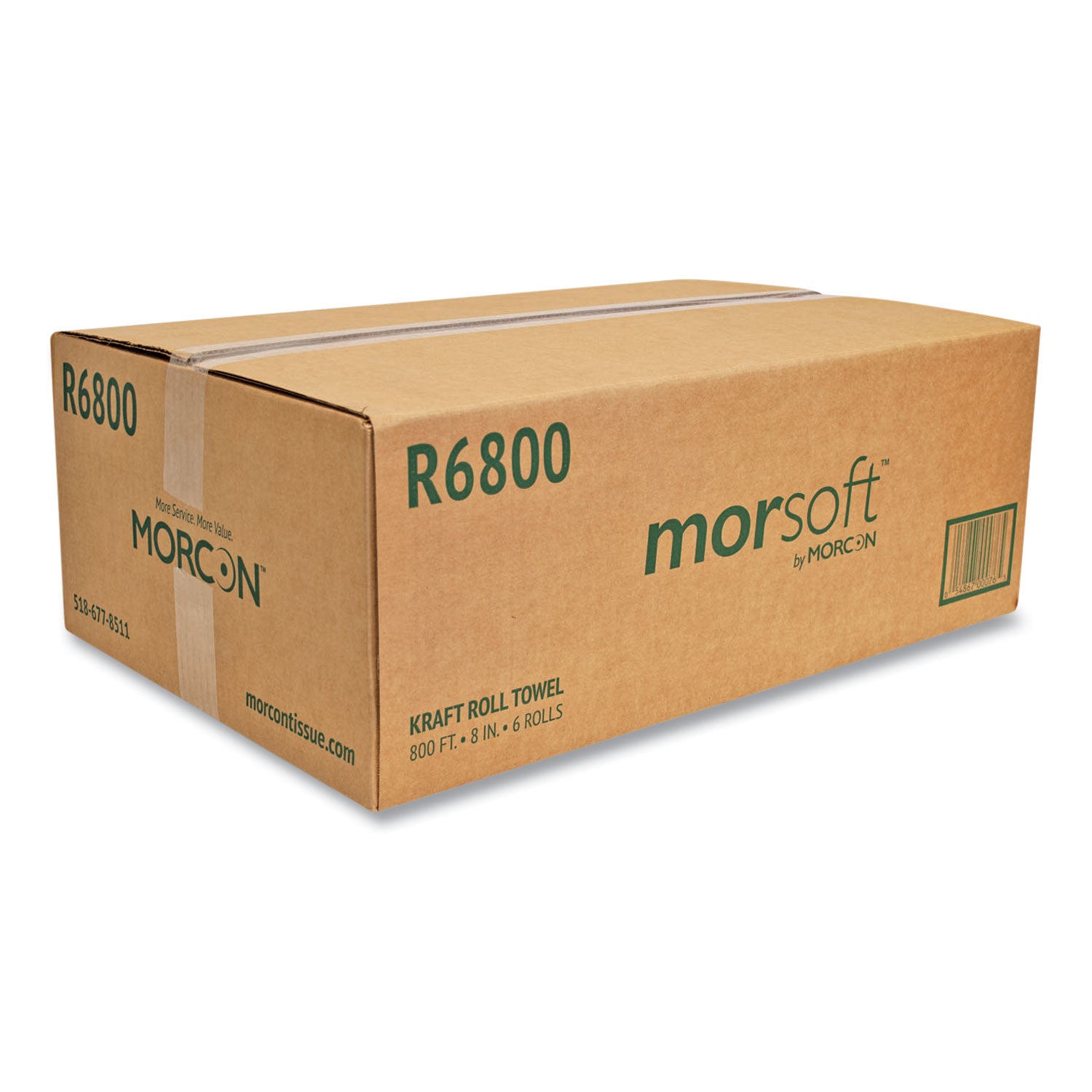 Morcon Tissue Morsoft Universal Roll Towels, 1-Ply, 8" x 800 ft, Brown, 6 Rolls/Carton