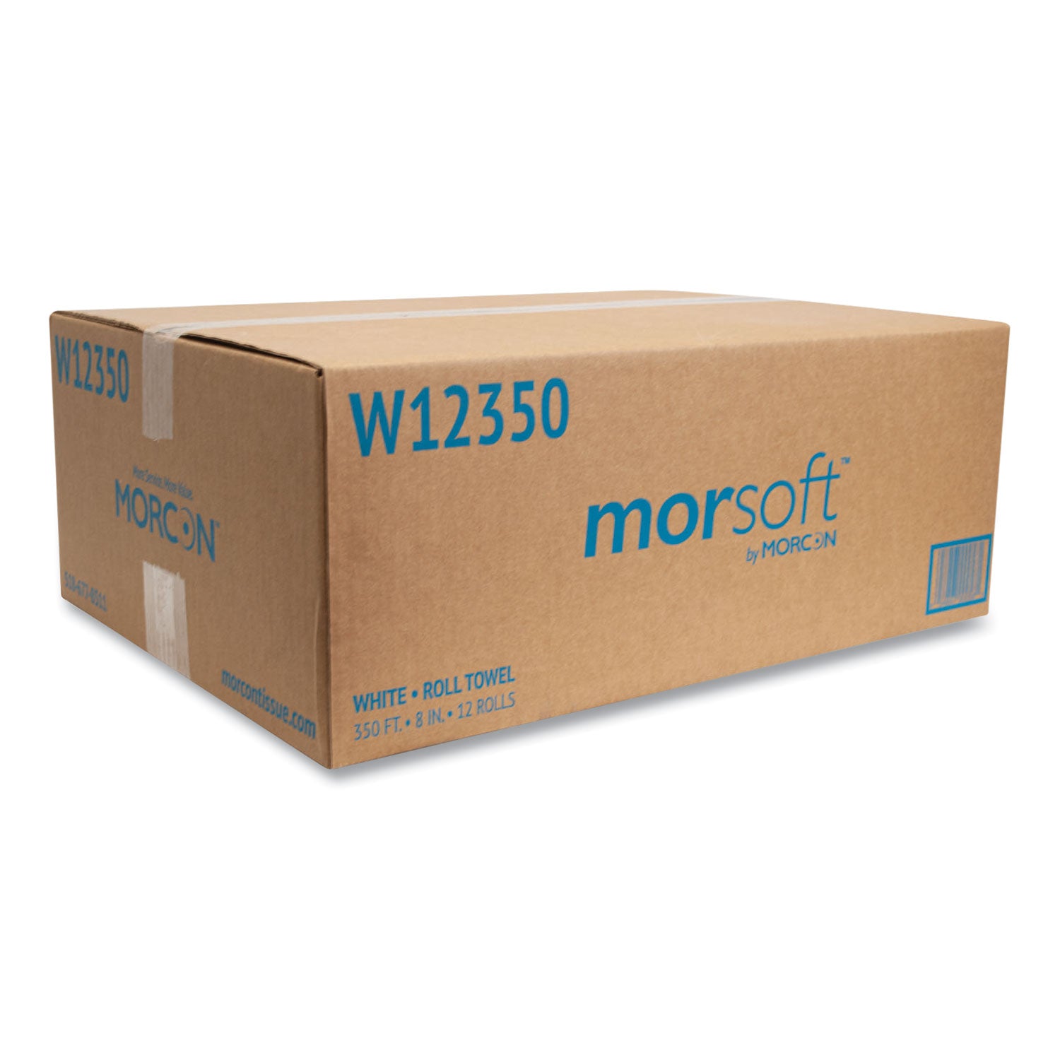 Morcon Tissue Morsoft Universal Roll Towels, 1-Ply, 8" x 350 ft, White, 12 Rolls/Carton