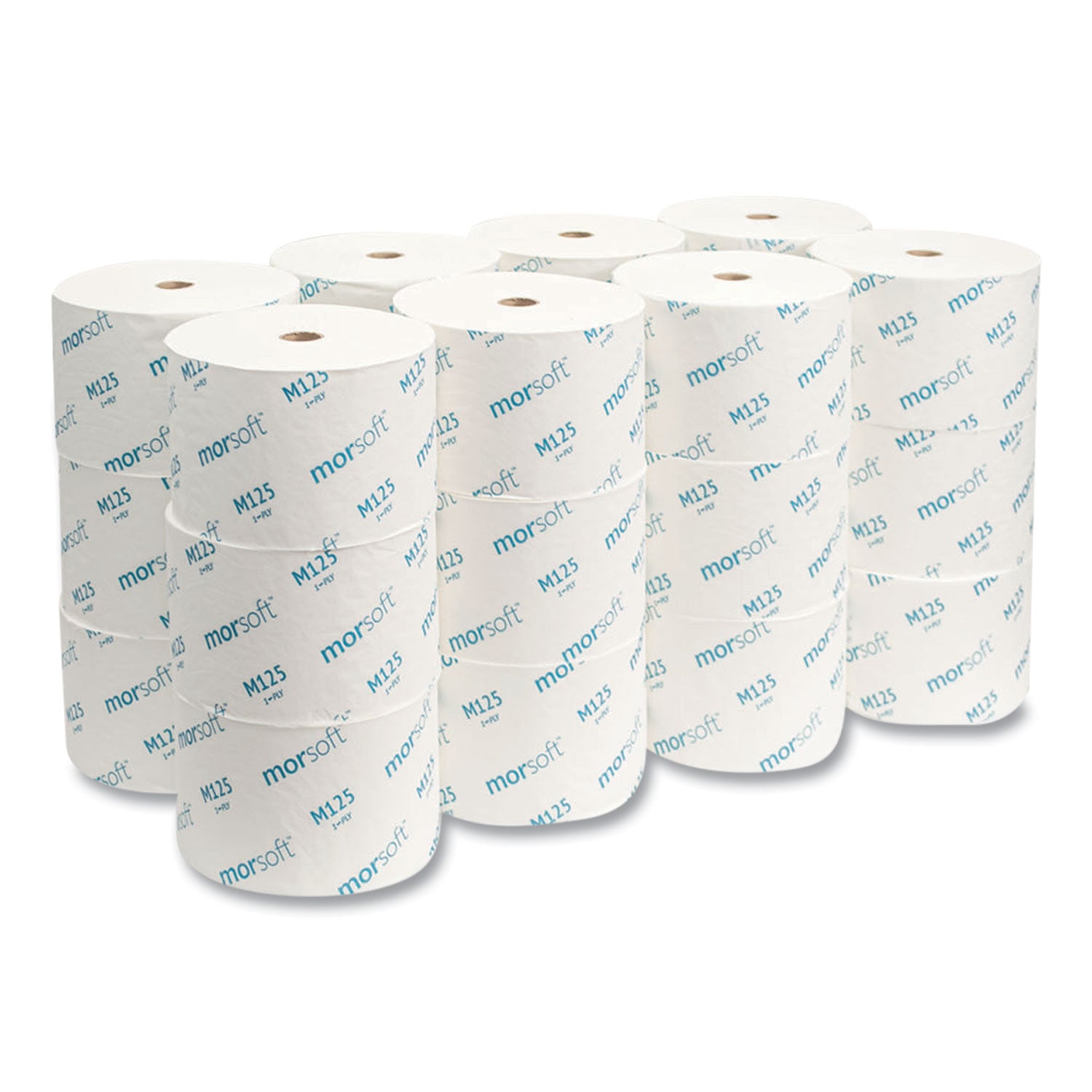 Morcon Tissue Small Core Bath Tissue, Septic Safe, 1-Ply, White, 2,500 Sheets/Roll, 24 Rolls/Carton