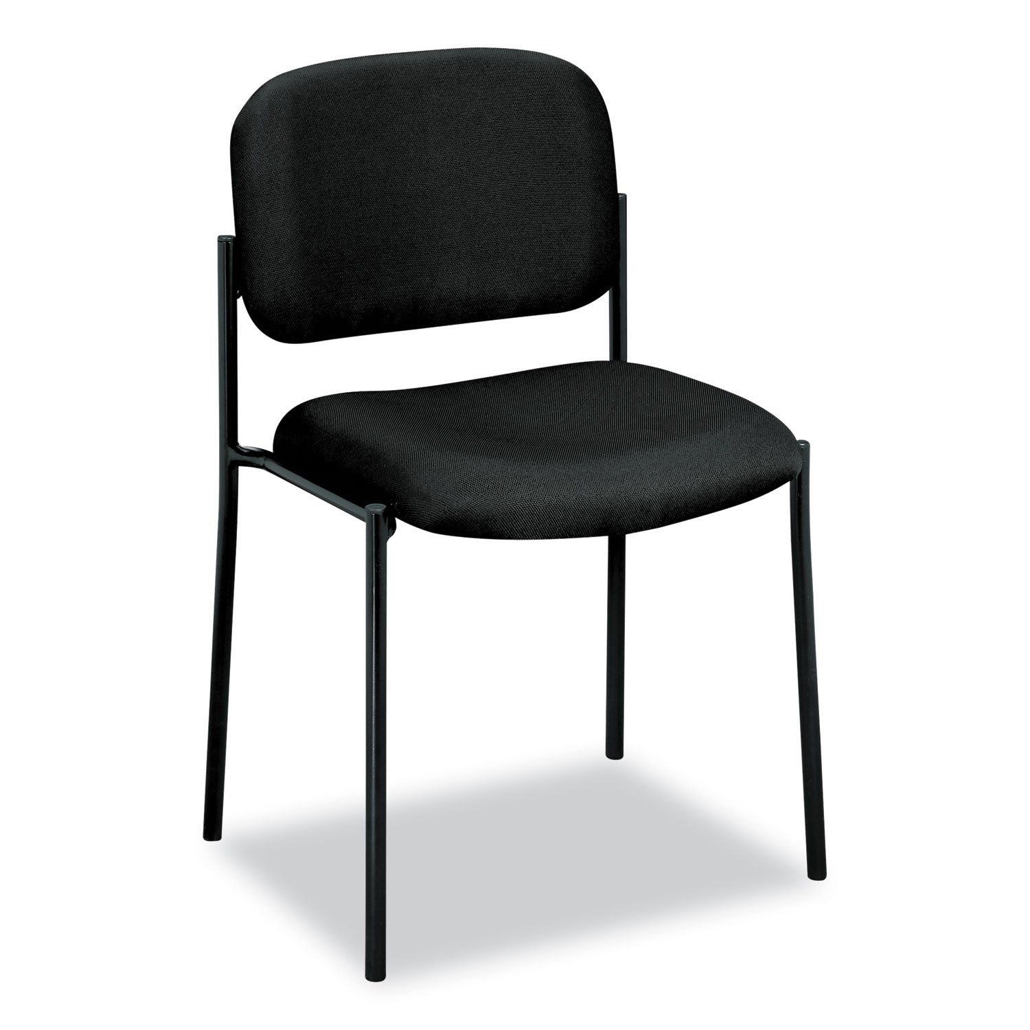 HON® VL606 Stacking Guest Chair without Arms, Fabric Upholstery, 21.25" x 21" x 32.75", Black Seat, Black Back, Black Base