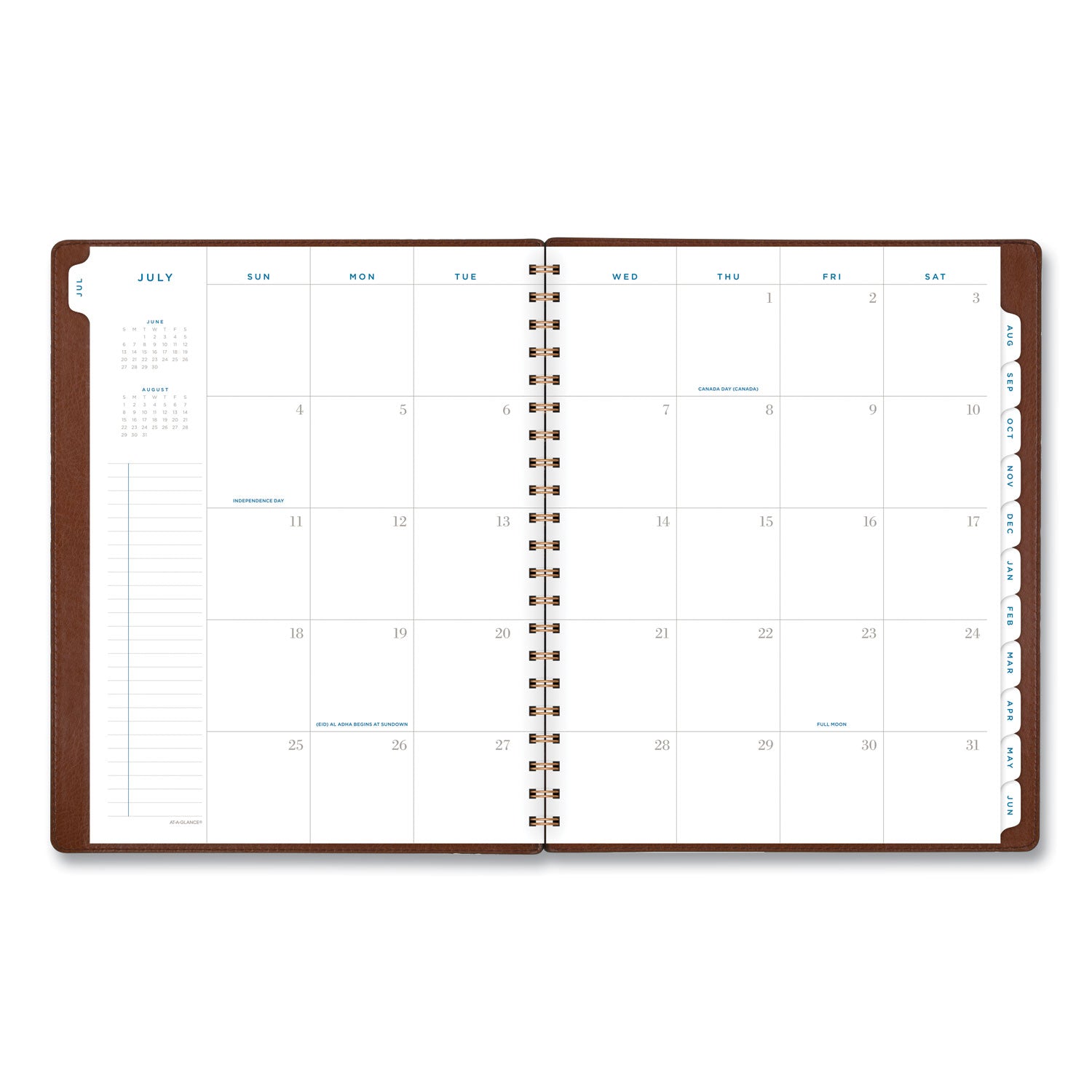 AT-A-GLANCE® Signature Collection Academic Weekly/Monthly Planners, 11.5 x 8, Distressed Brown Cover, 13-Month (July-July): 2024-2025