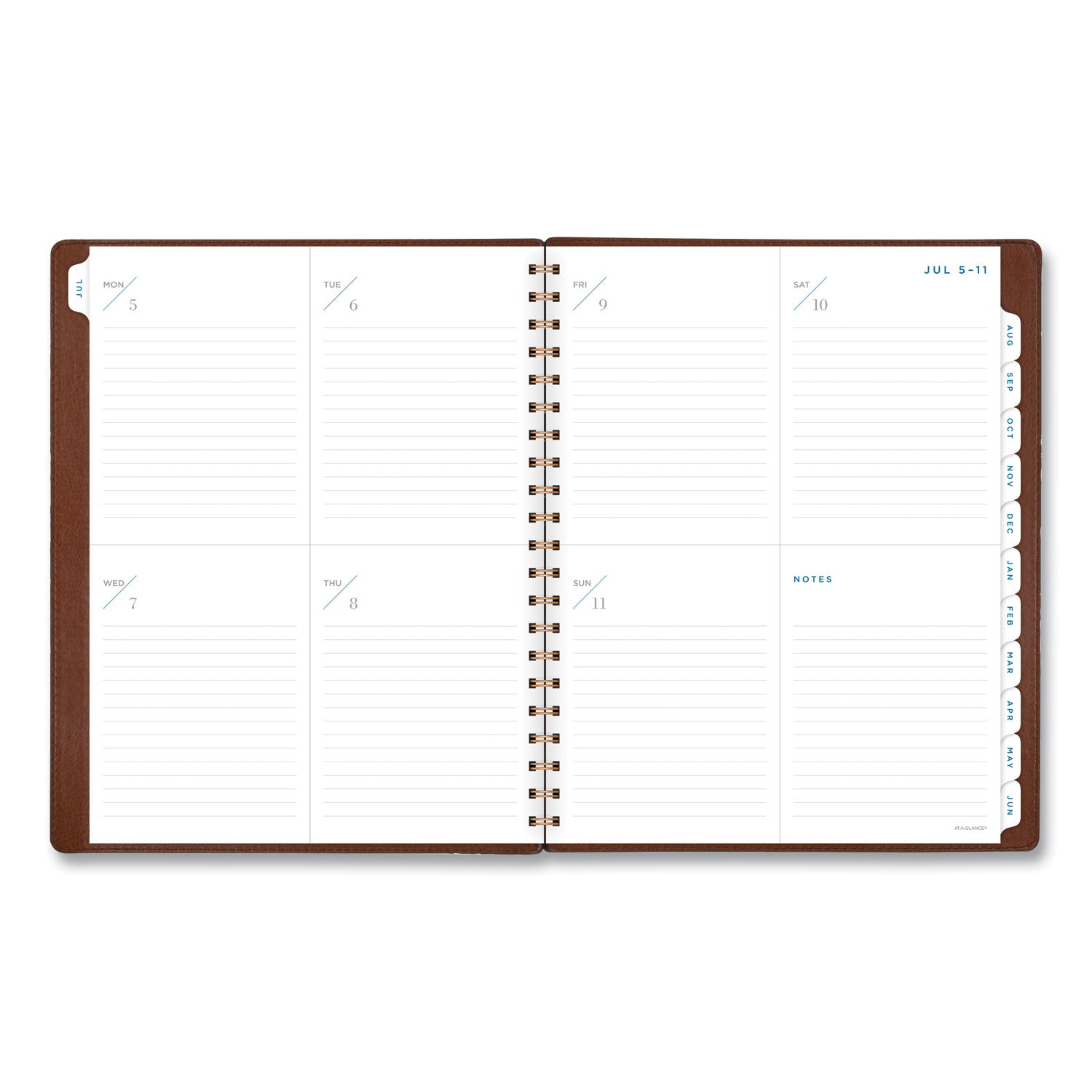 AT-A-GLANCE® Signature Collection Academic Weekly/Monthly Planners, 11.5 x 8, Distressed Brown Cover, 13-Month (July-July): 2024-2025