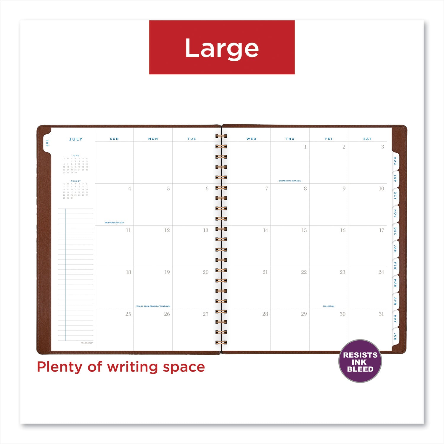 AT-A-GLANCE® Signature Collection Academic Weekly/Monthly Planners, 11.5 x 8, Distressed Brown Cover, 13-Month (July-July): 2024-2025