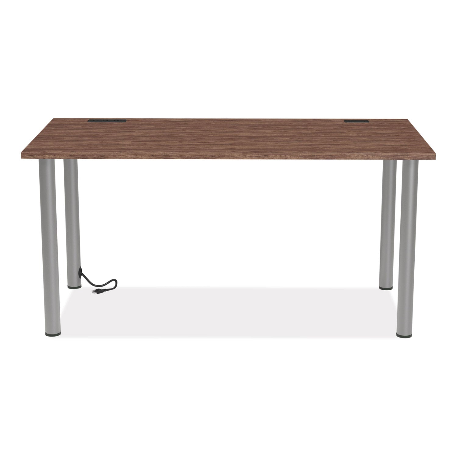 Essentials Writing Table-Desk with Integrated Power Management, 59.7" x 29.3" x 28.8", Espresso/Aluminum Union & Scale™ Flipcost