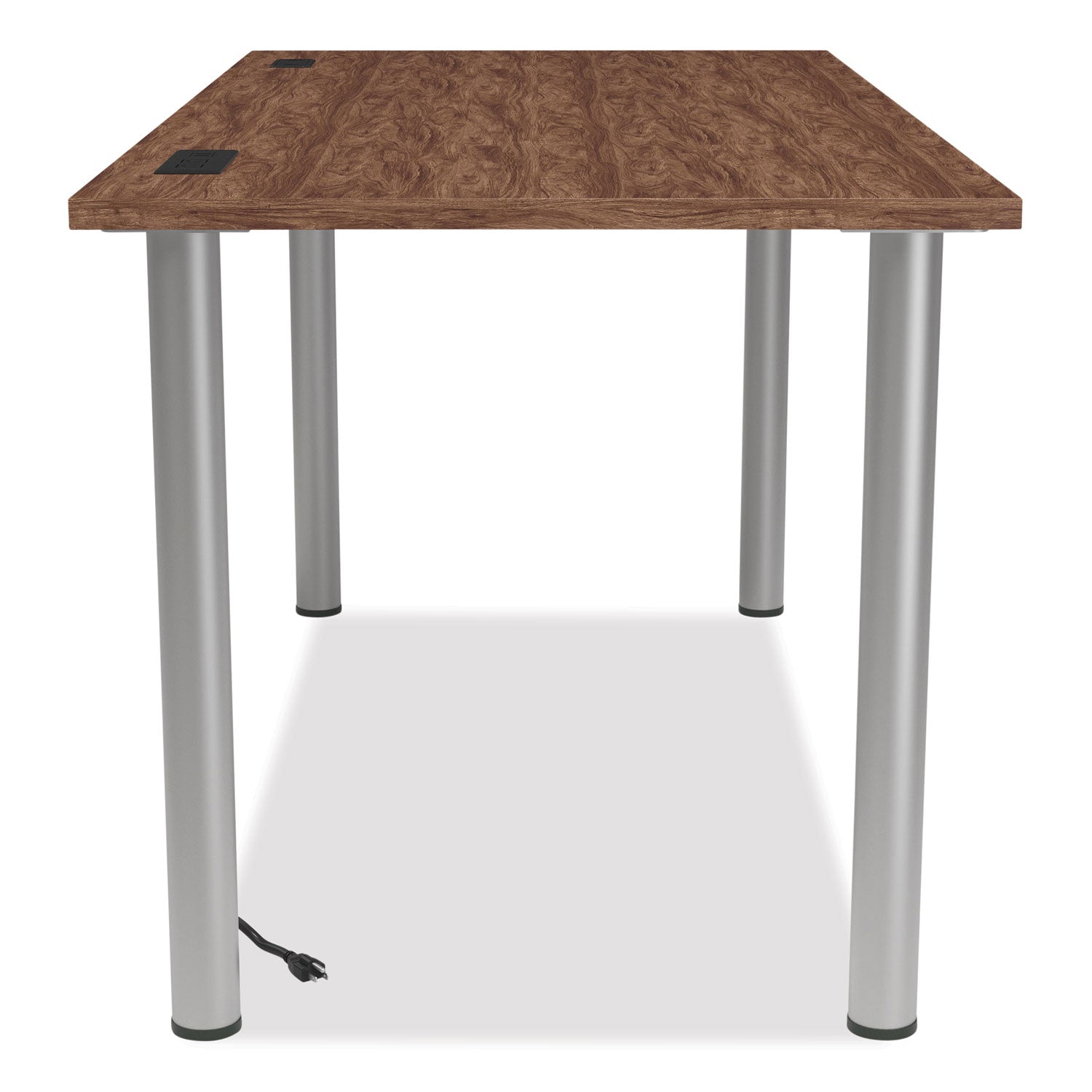 Essentials Writing Table-Desk with Integrated Power Management, 59.7" x 29.3" x 28.8", Espresso/Aluminum Union & Scale™ Flipcost