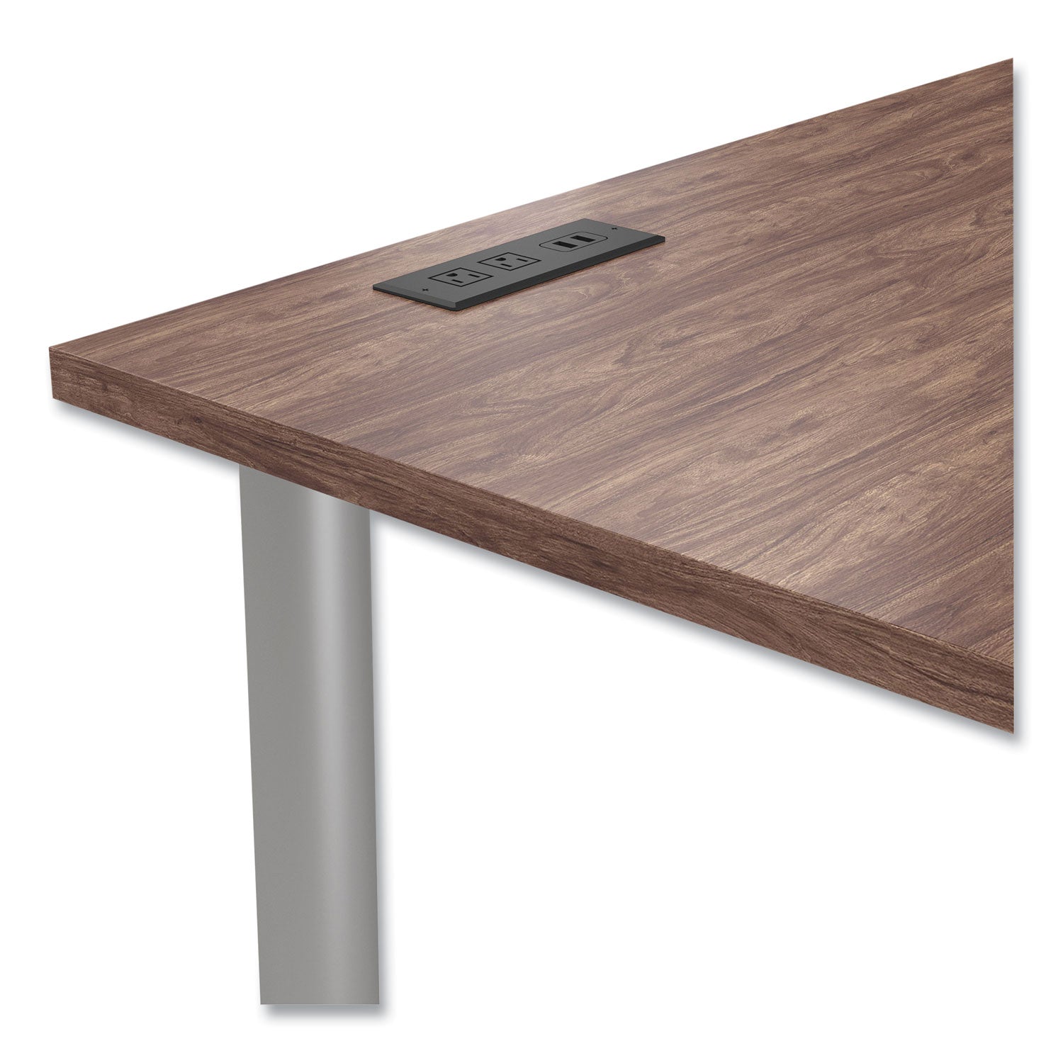 Essentials Writing Table-Desk with Integrated Power Management, 59.7" x 29.3" x 28.8", Espresso/Aluminum Union & Scale™ Flipcost