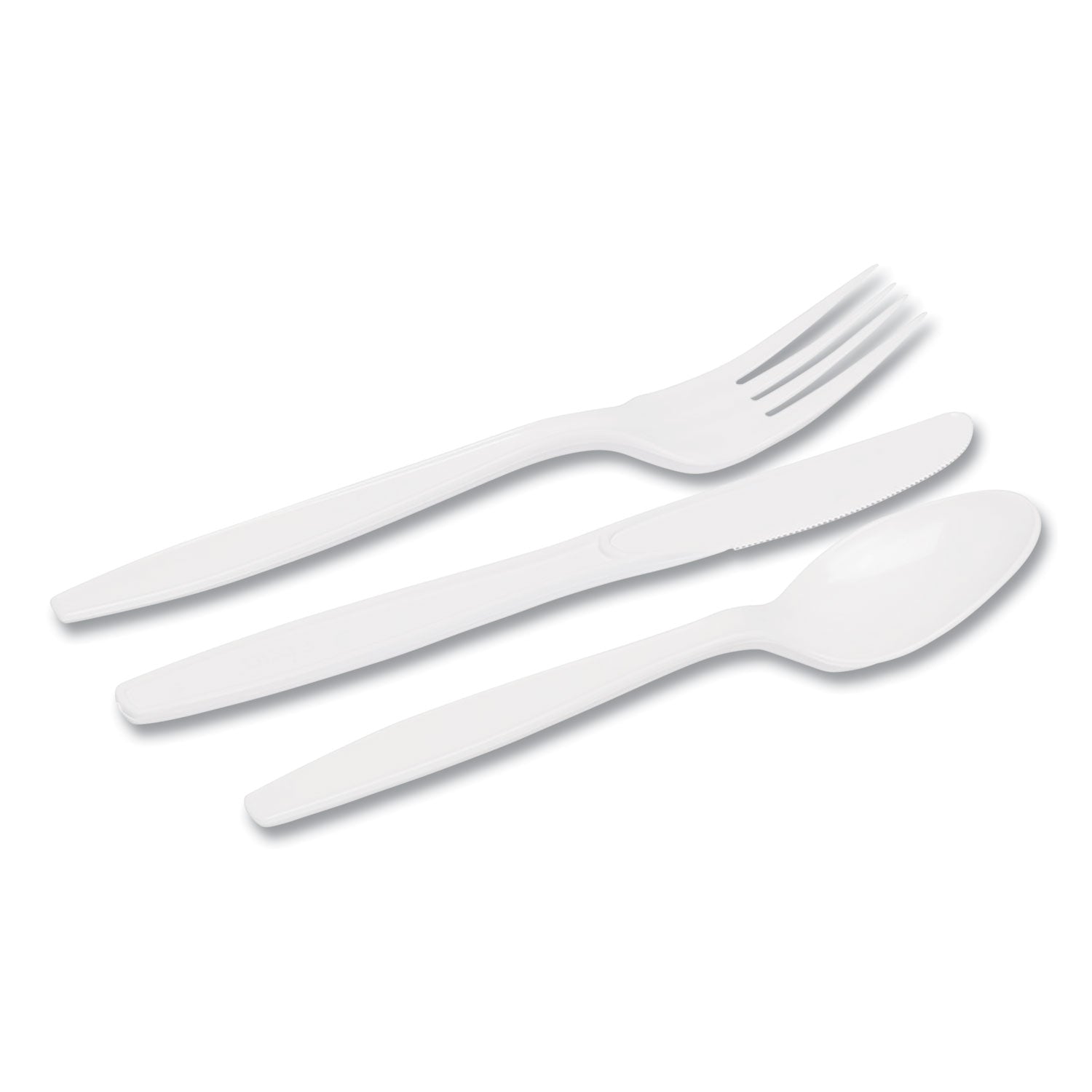 Dixie® Combo Pack, Tray with White Plastic Utensils, 56 Forks, 56 Knives, 56 Spoons, 6 Packs