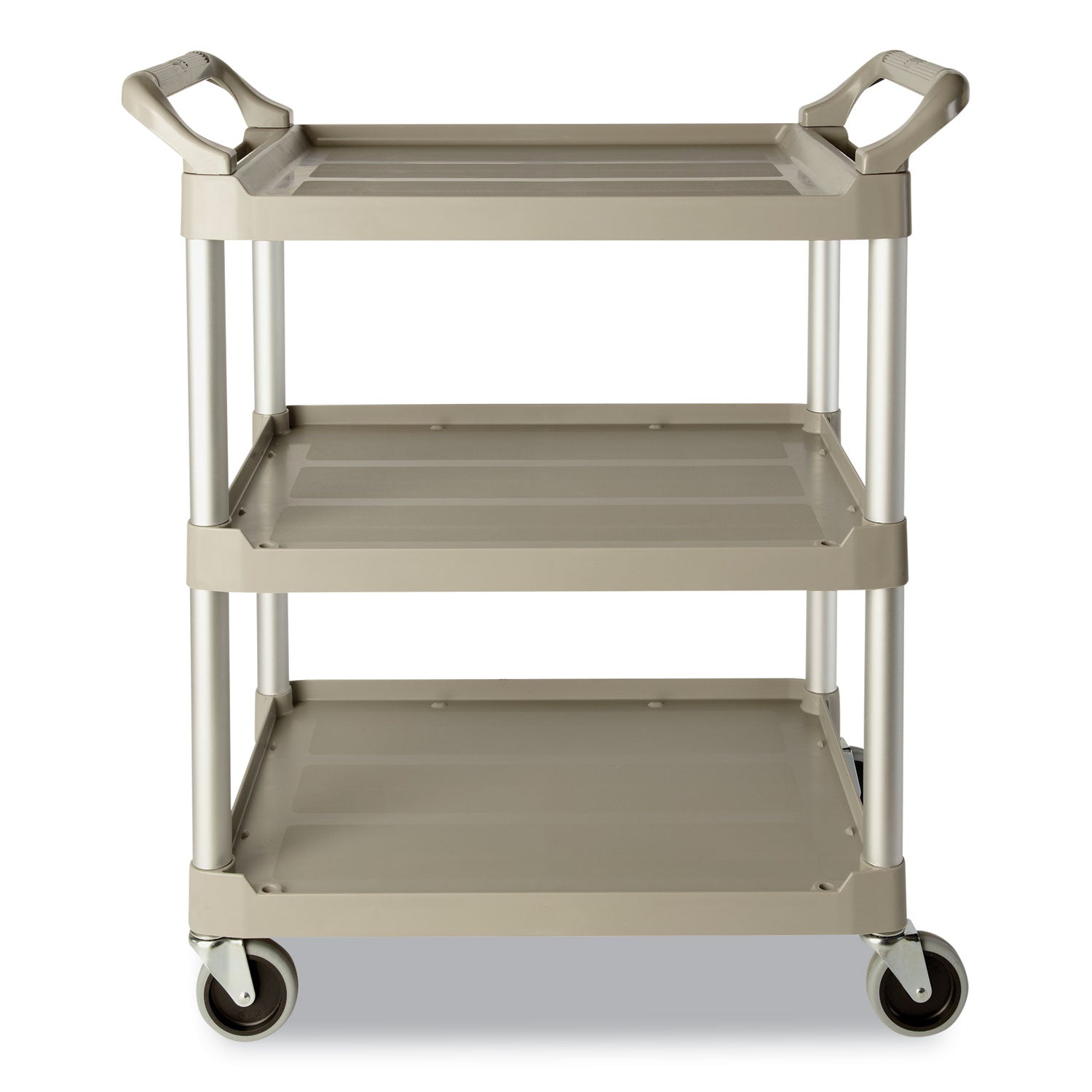 Three-Shelf Service Cart, Plastic, 3 Shelves, 200 lb Capacity, 18.63" x 33.63" x 37.75", Off-White