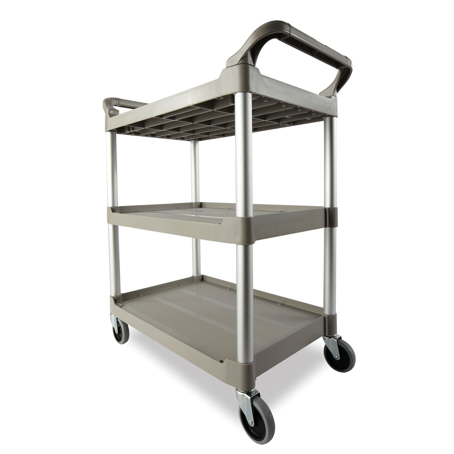 Rubbermaid® Commercial Three-Shelf Service Cart, Plastic, 3 Shelves, 200 lb Capacity, 18.63" x 33.63" x 37.75", Off-White