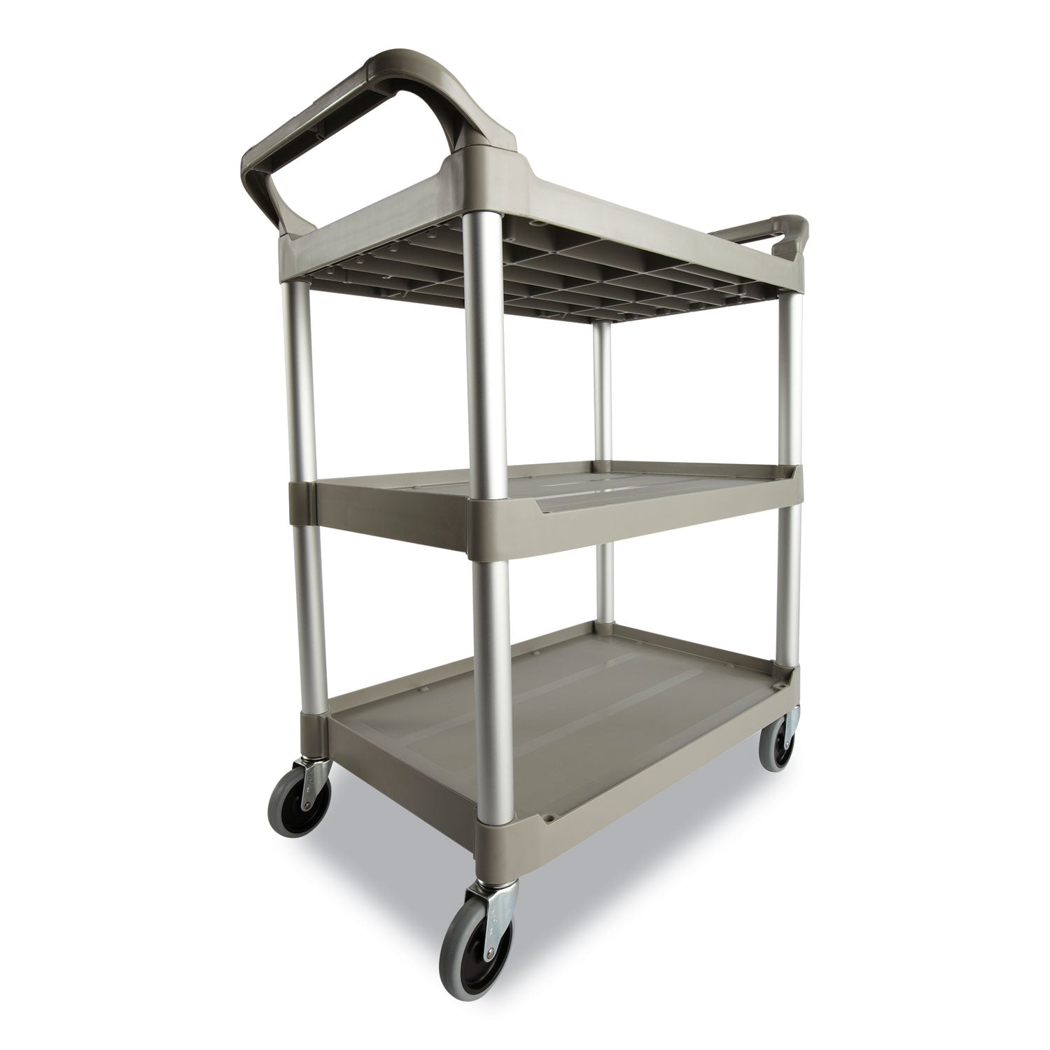 Rubbermaid® Commercial Three-Shelf Service Cart, Plastic, 3 Shelves, 200 lb Capacity, 18.63" x 33.63" x 37.75", Off-White