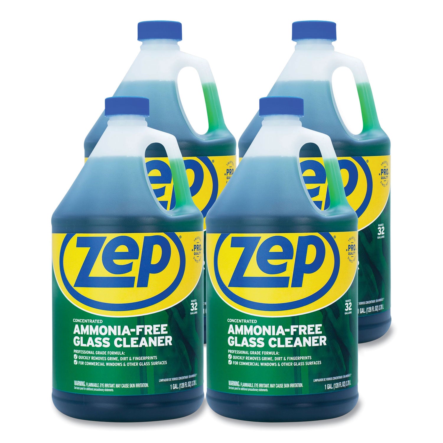 Zep Commercial® Ammonia-Free Glass Cleaner, Pleasant Scent, 1 gal Bottle, 4/Carton