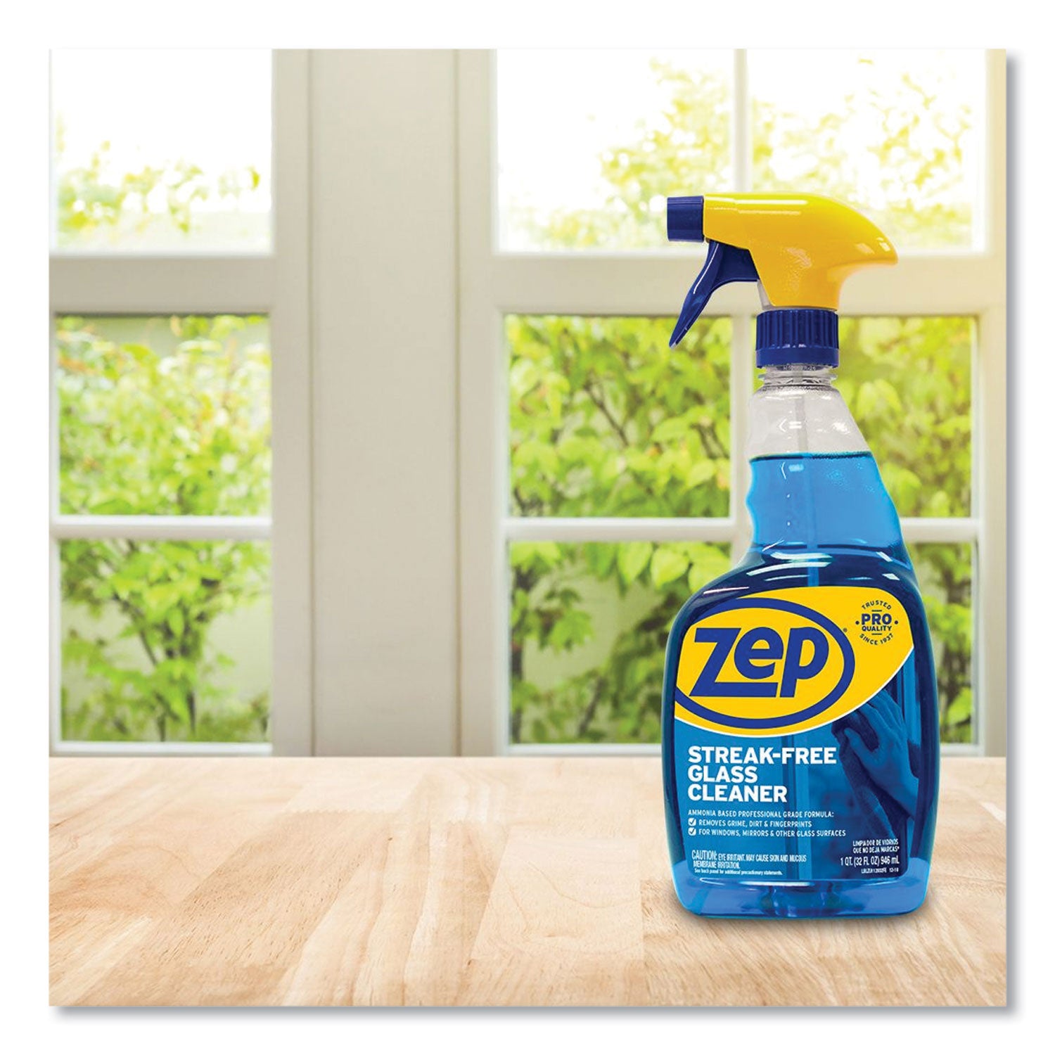 Zep Commercial® Streak-Free Glass Cleaner, Pleasant Scent, 32 oz Spray Bottle, 12/Carton