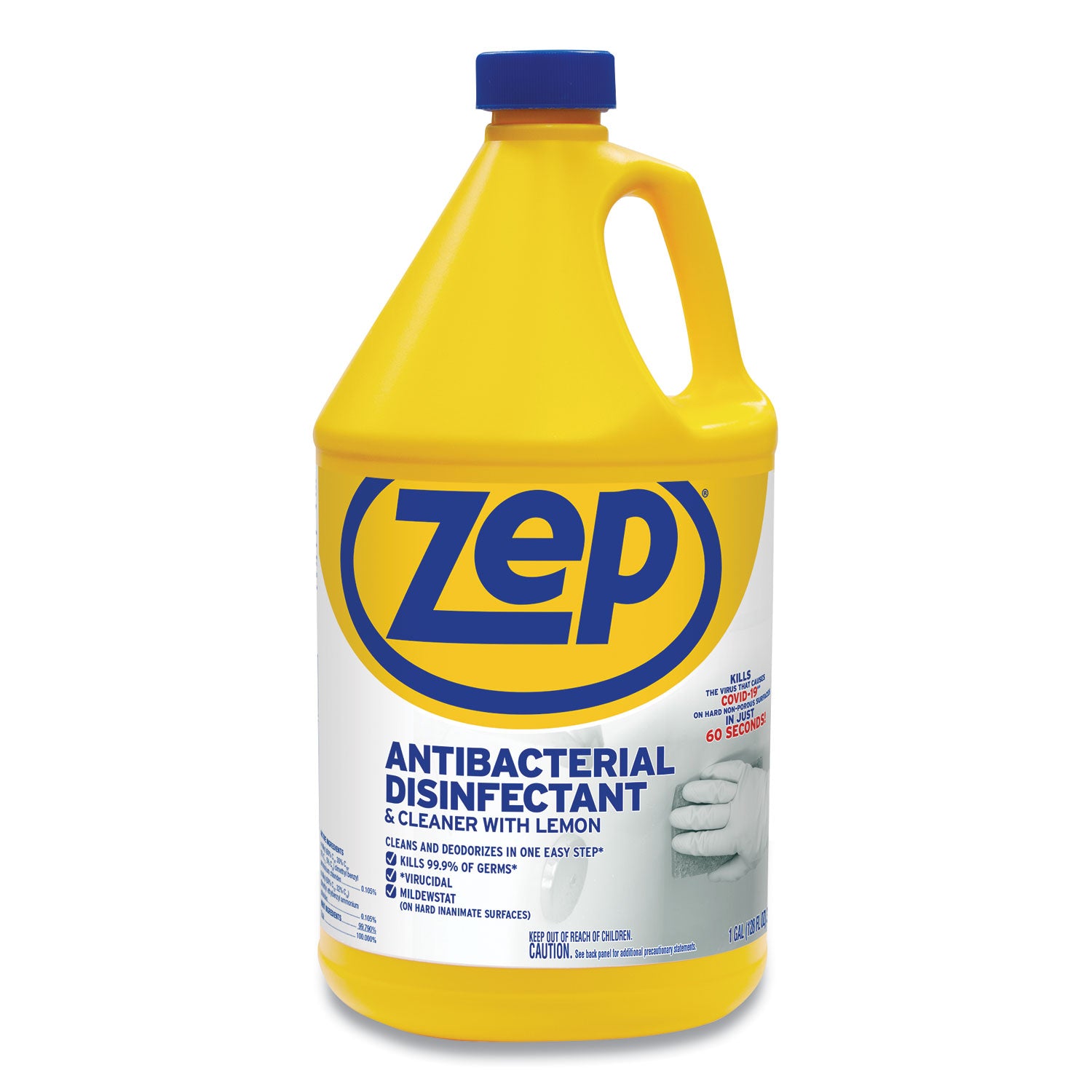 Zep Commercial® Antibacterial Disinfectant, Lemon Scent, 1 gal, 4/Carton