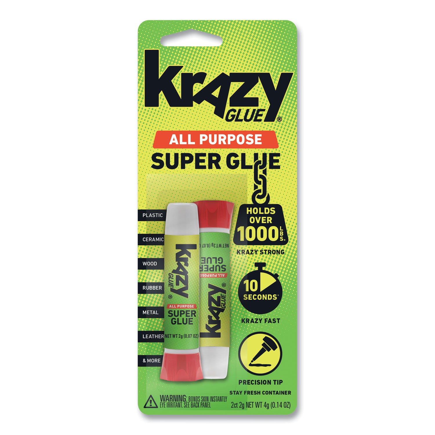 Krazy Glue® All Purpose Krazy Glue, 0.07 oz, Dries Clear, 2/Pack