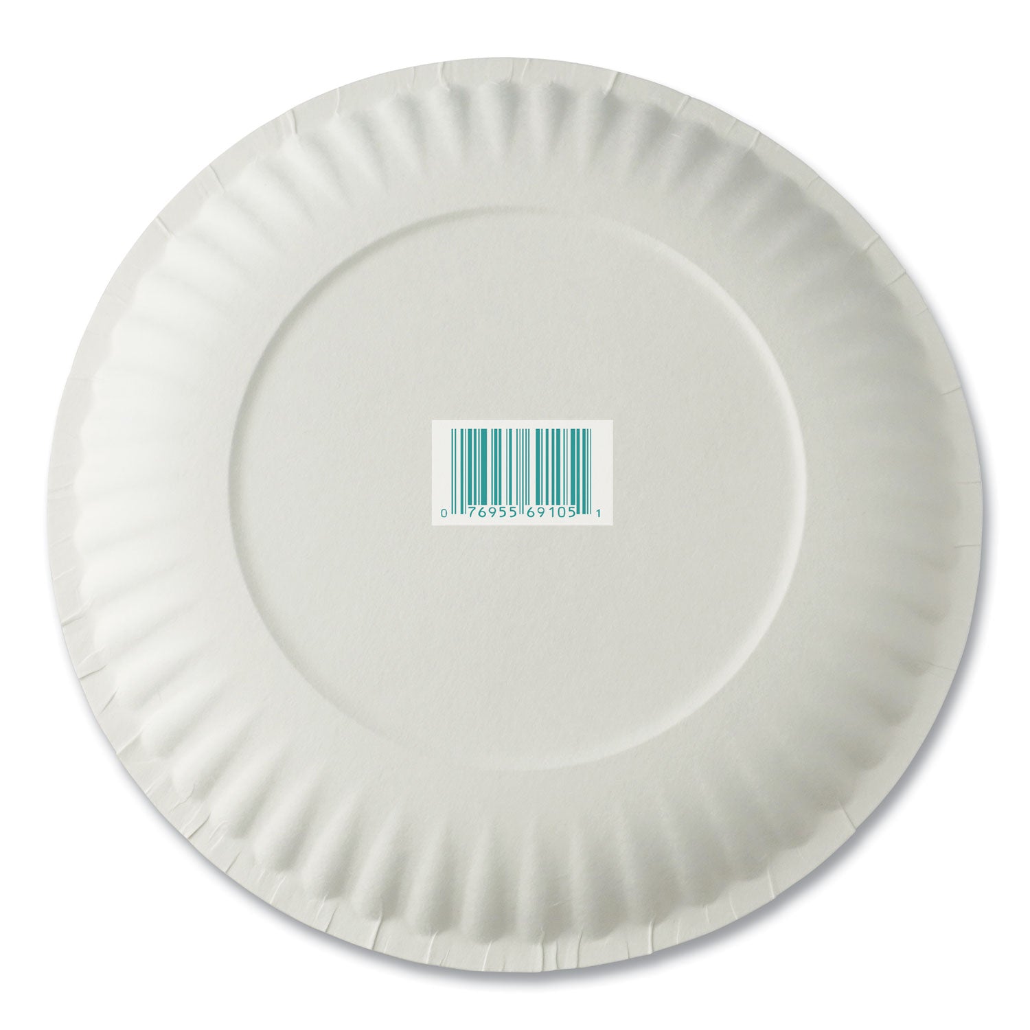 AJM Packaging Corporation White Paper Plates, 6" dia, 100/Pack, 10 Packs/Carton