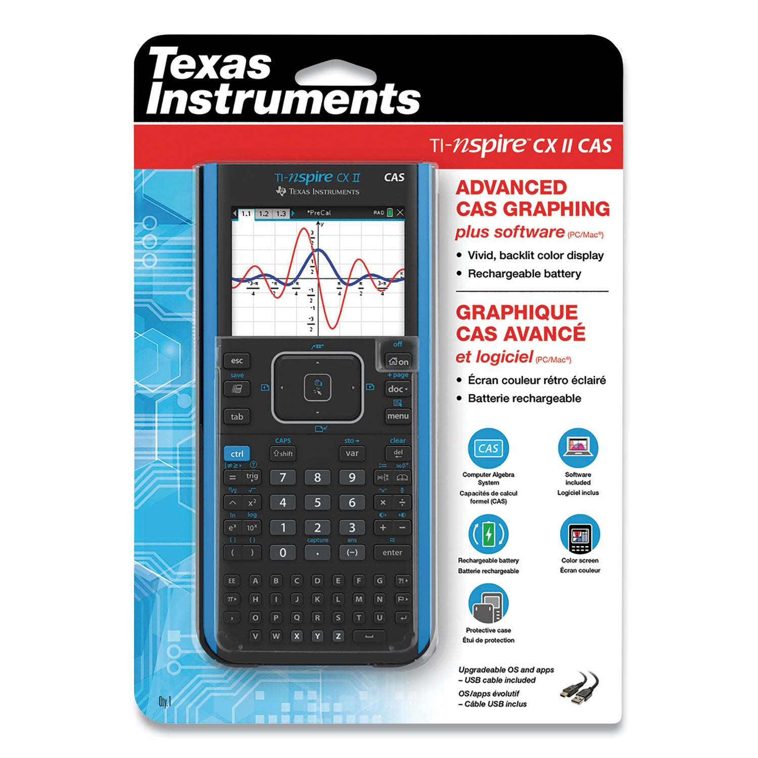 Texas Instruments TI-Nspire CX II CAS Graphing Calculator, 10-Digit LCD