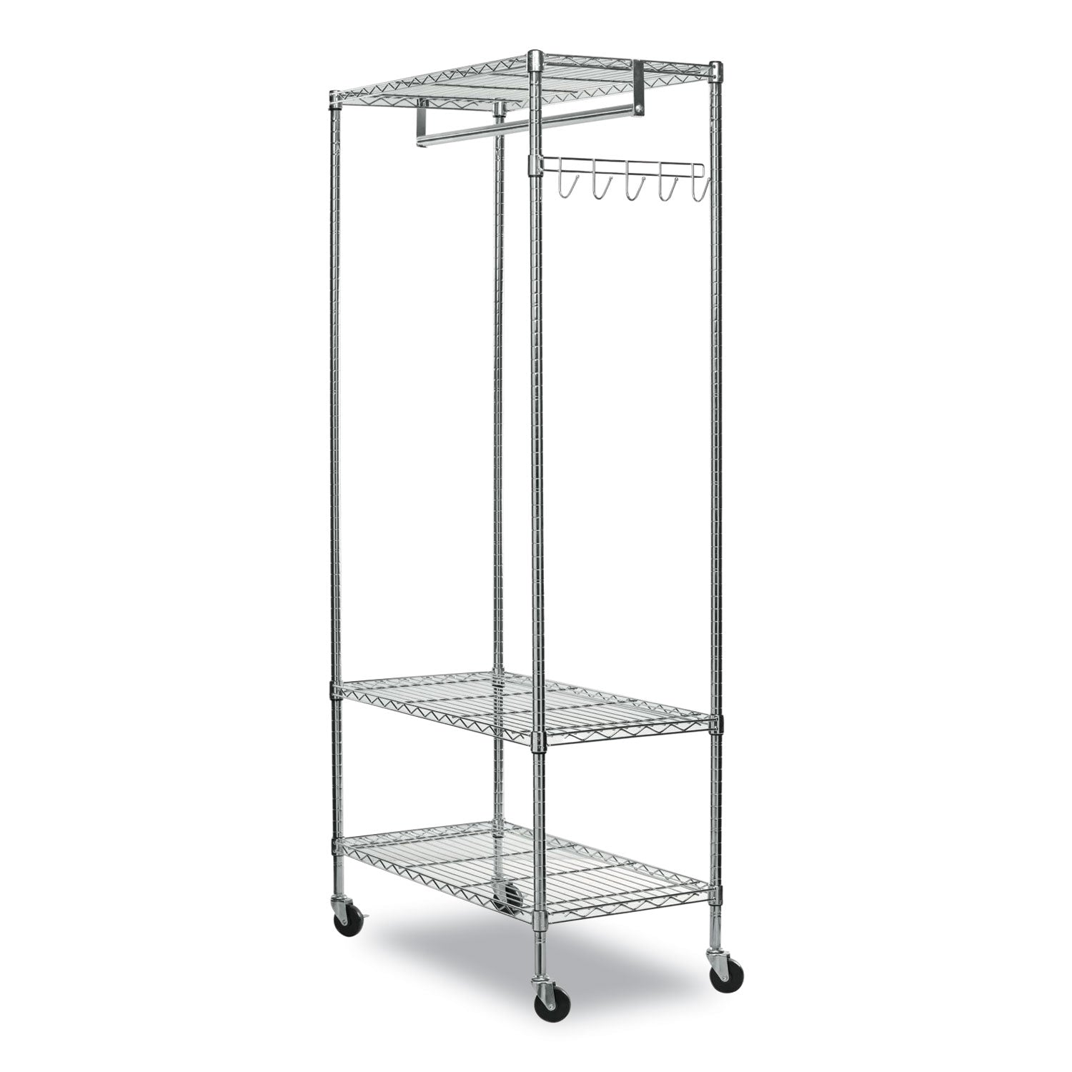 Alera® Wire Shelving Garment Rack, 40 Garments, 48w x 18d x 75h, Silver