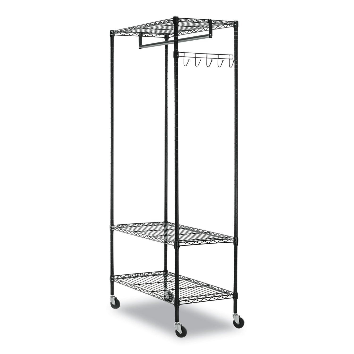 Alera® Wire Shelving Garment Rack, 40 Garments, 48w x 18d x 75h, Black