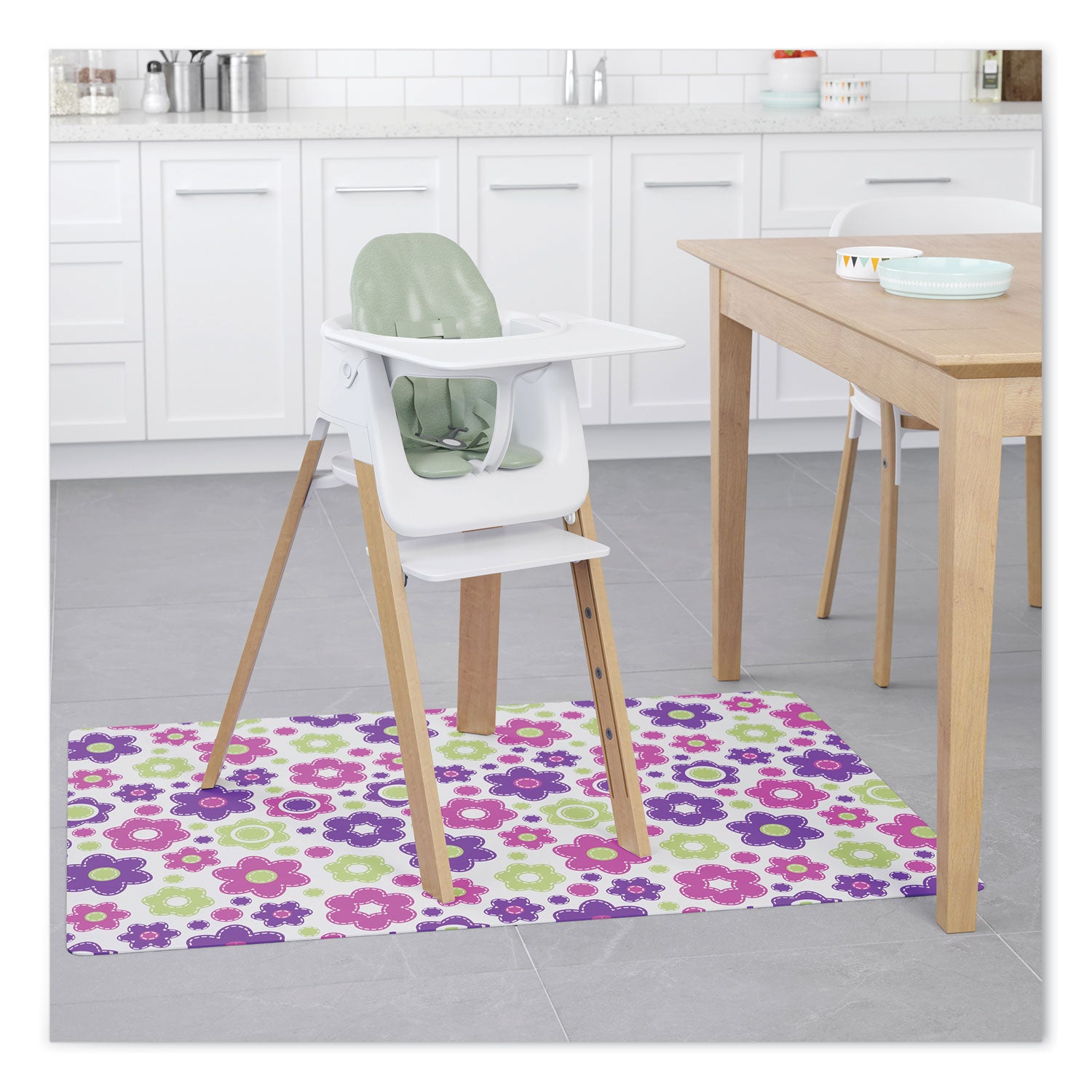 deflecto® FashionMat Chair Mat, Rectangular, 35 x 40, Daisies