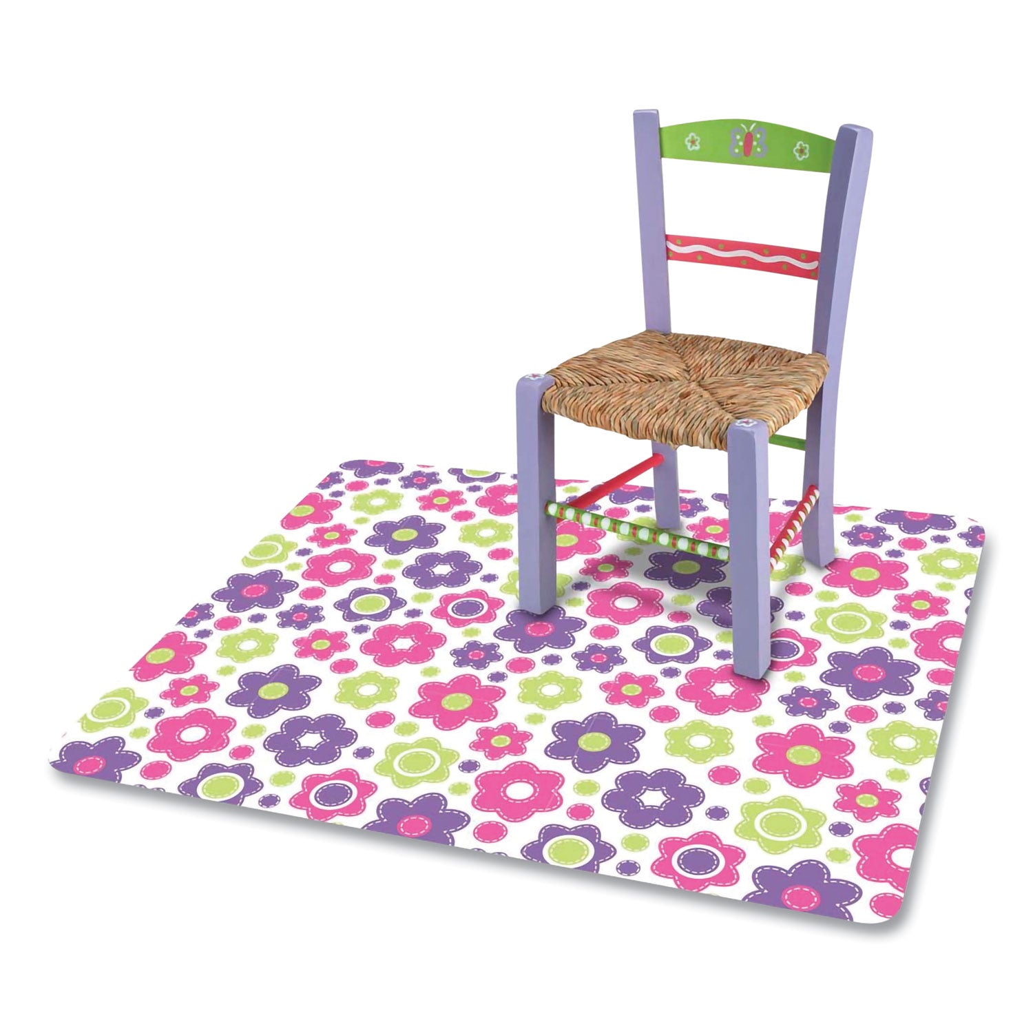 deflecto® FashionMat Chair Mat, Rectangular, 35 x 40, Daisies