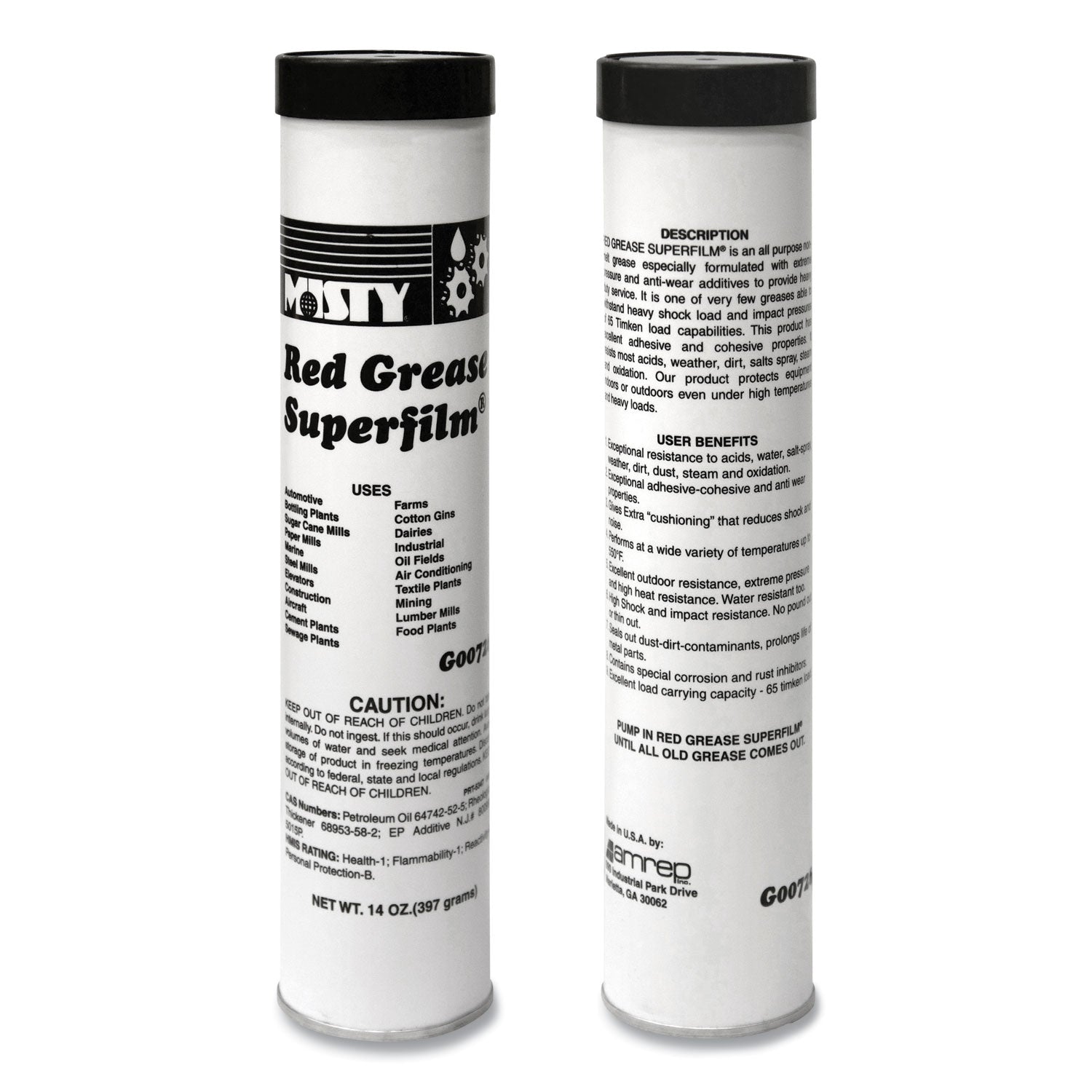 Misty® NLGI #2 Red Grease, 14 oz Tube, 48/Carton