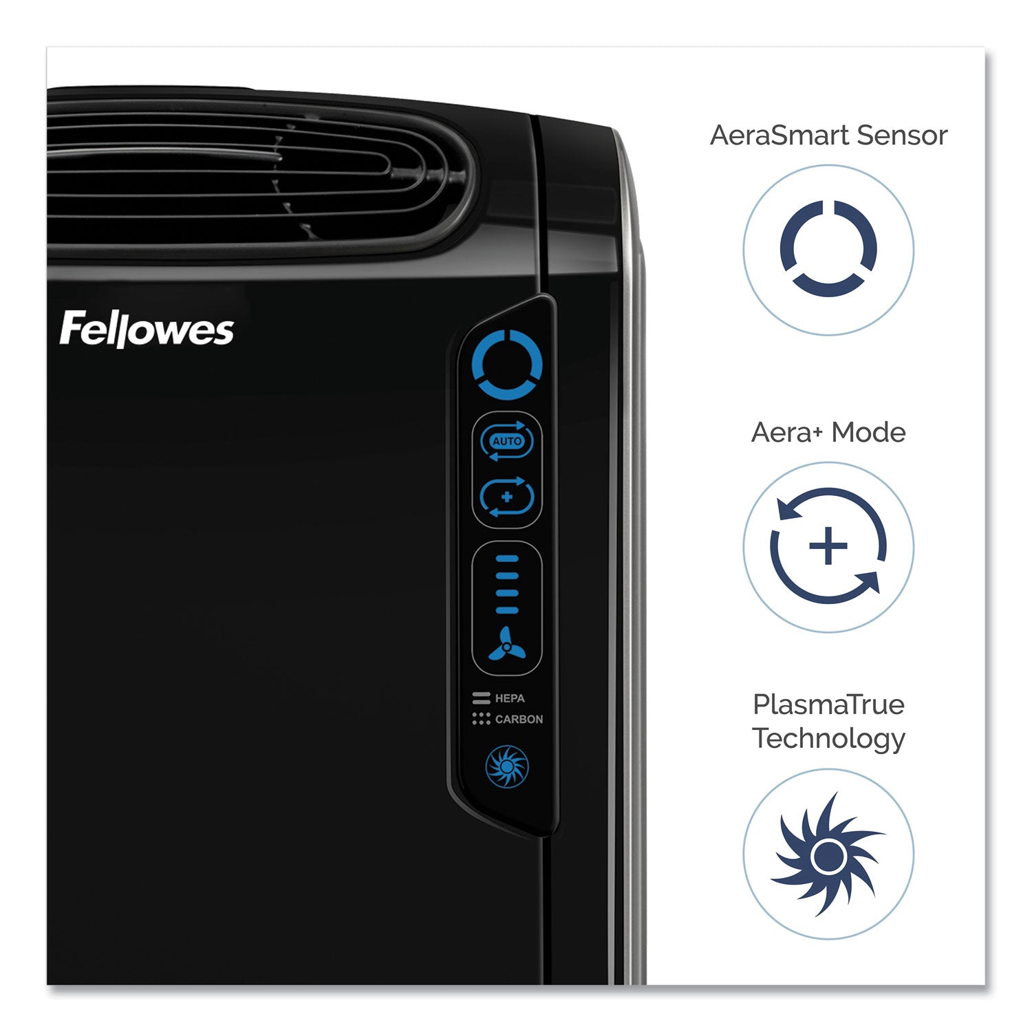 Fellowes® HEPA and Carbon Filtration Air Purifiers, 200 to 400 sq ft Room Capacity, Black