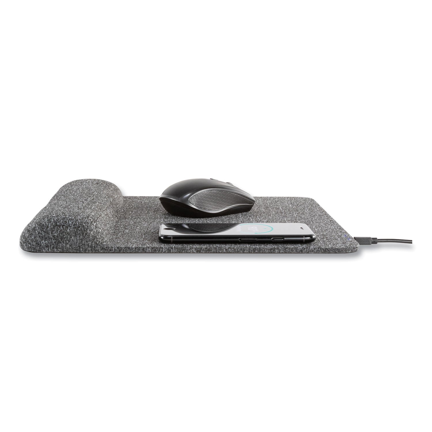 Allsop® Powertrack Plush Wireless Charging Mouse Pad with Wrist Rest, 11.8 x 11.6, Gray