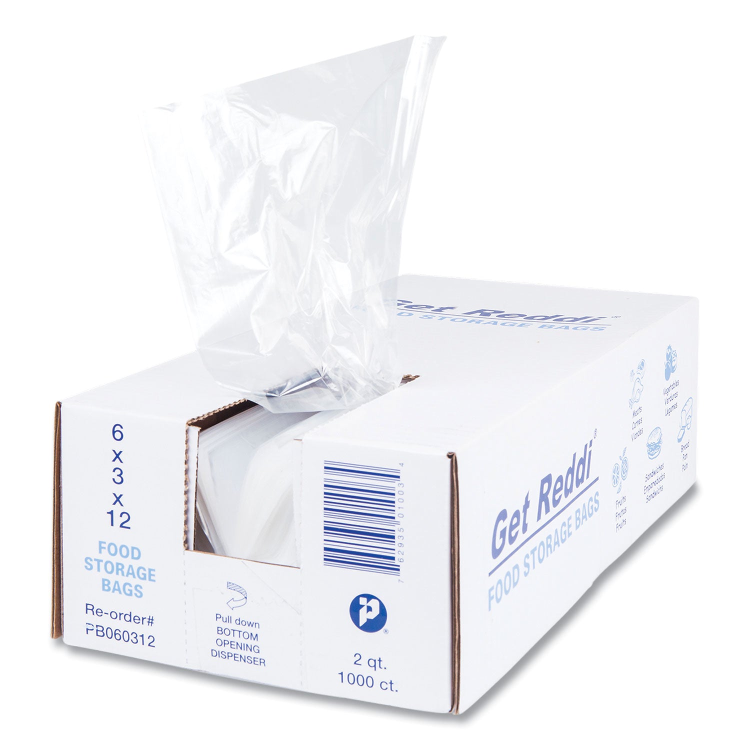 Inteplast Group Food Bags, 64 oz, 6" x 3" x 12", Clear, 1,000/Carton