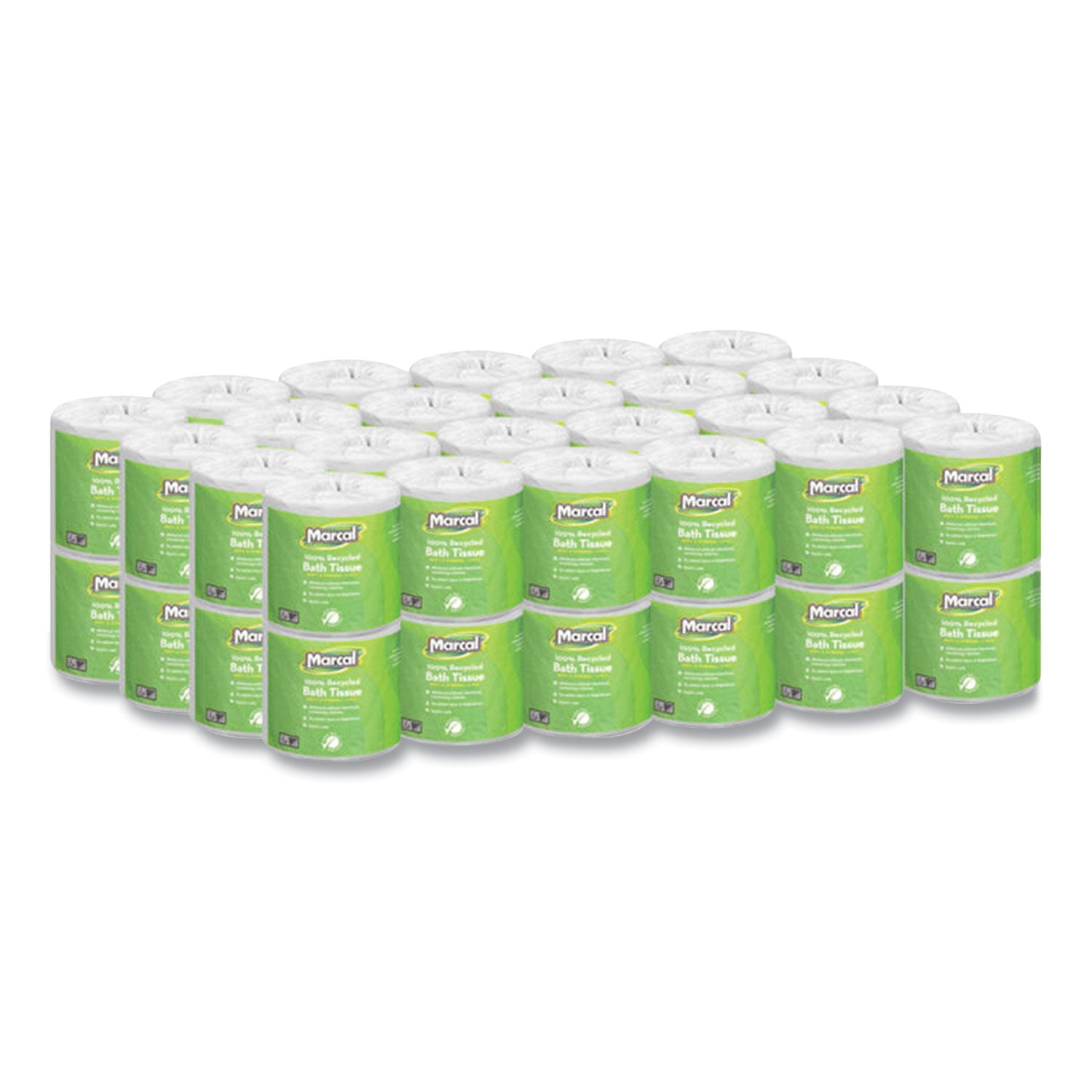 Marcal® 100% Recycled 2-Ply Bath Tissue, Septic Safe, Individually Wrapped Rolls, White, 330 Sheets/Roll, 48 Rolls/Carton