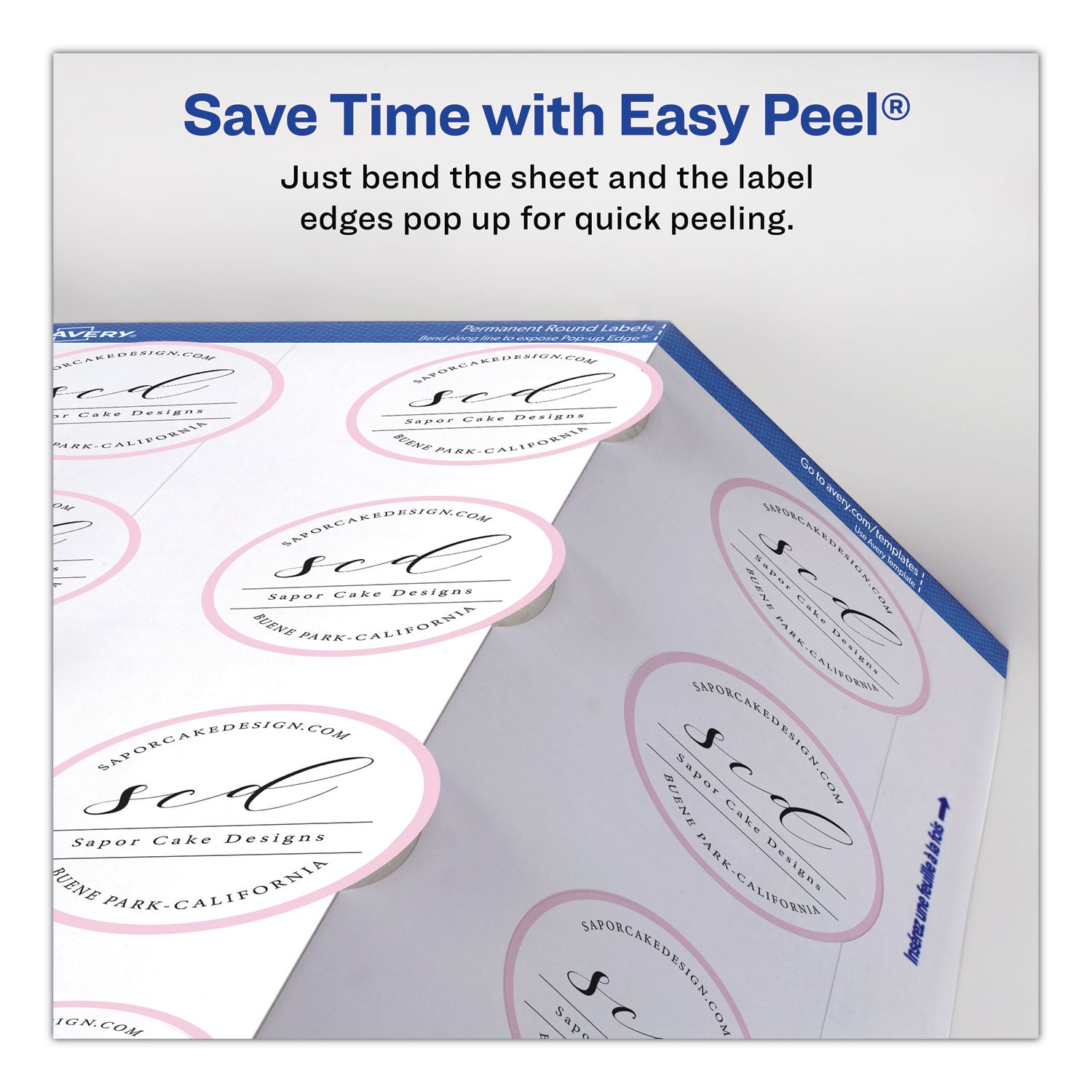 Avery® Round Print-to-the Edge Labels with SureFeed and EasyPeel, 2" dia, Matte White, 300/Pack