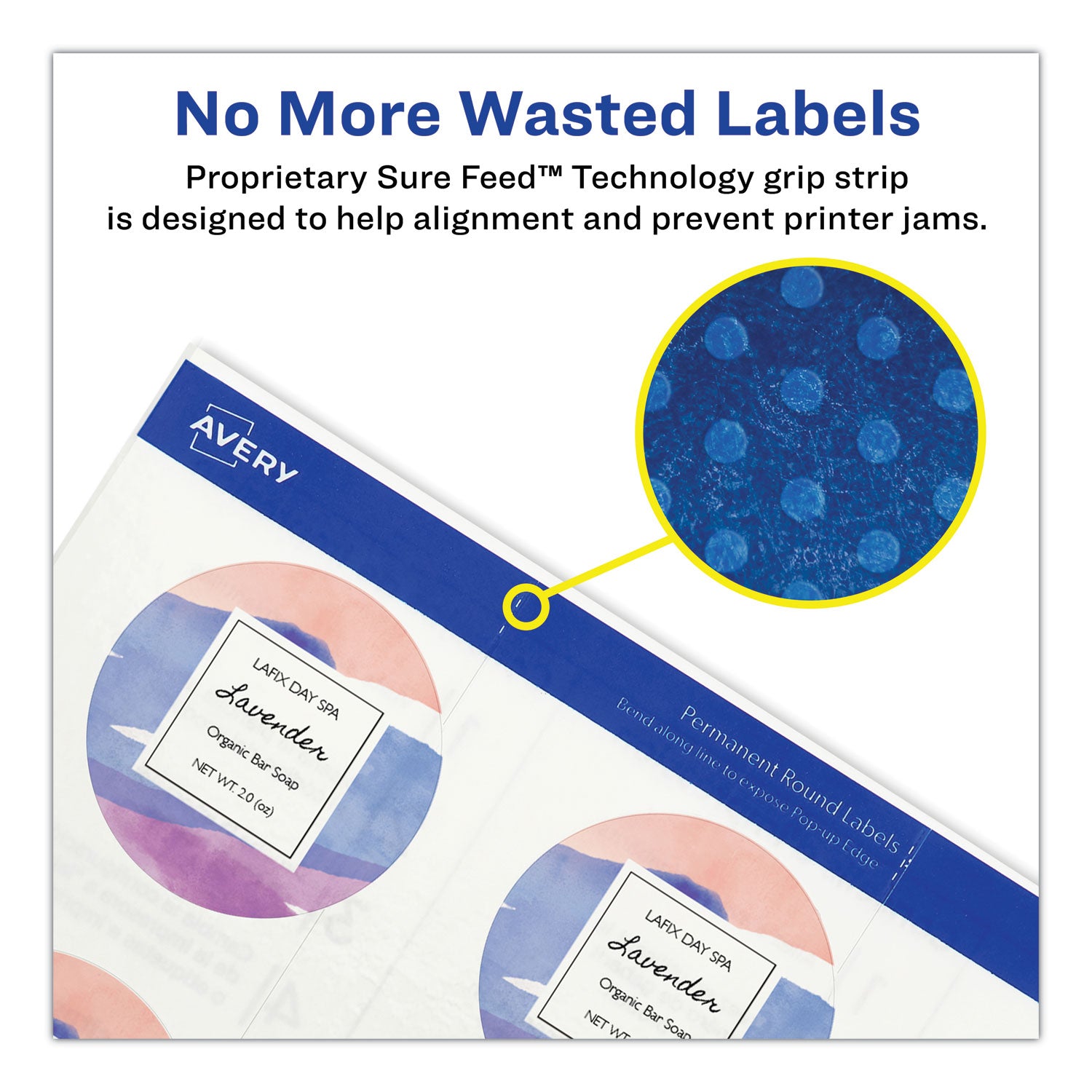 Avery® Printable Self-Adhesive Permanent ID Labels w/Sure Feed, 0.75" dia, Clear, 400/PK