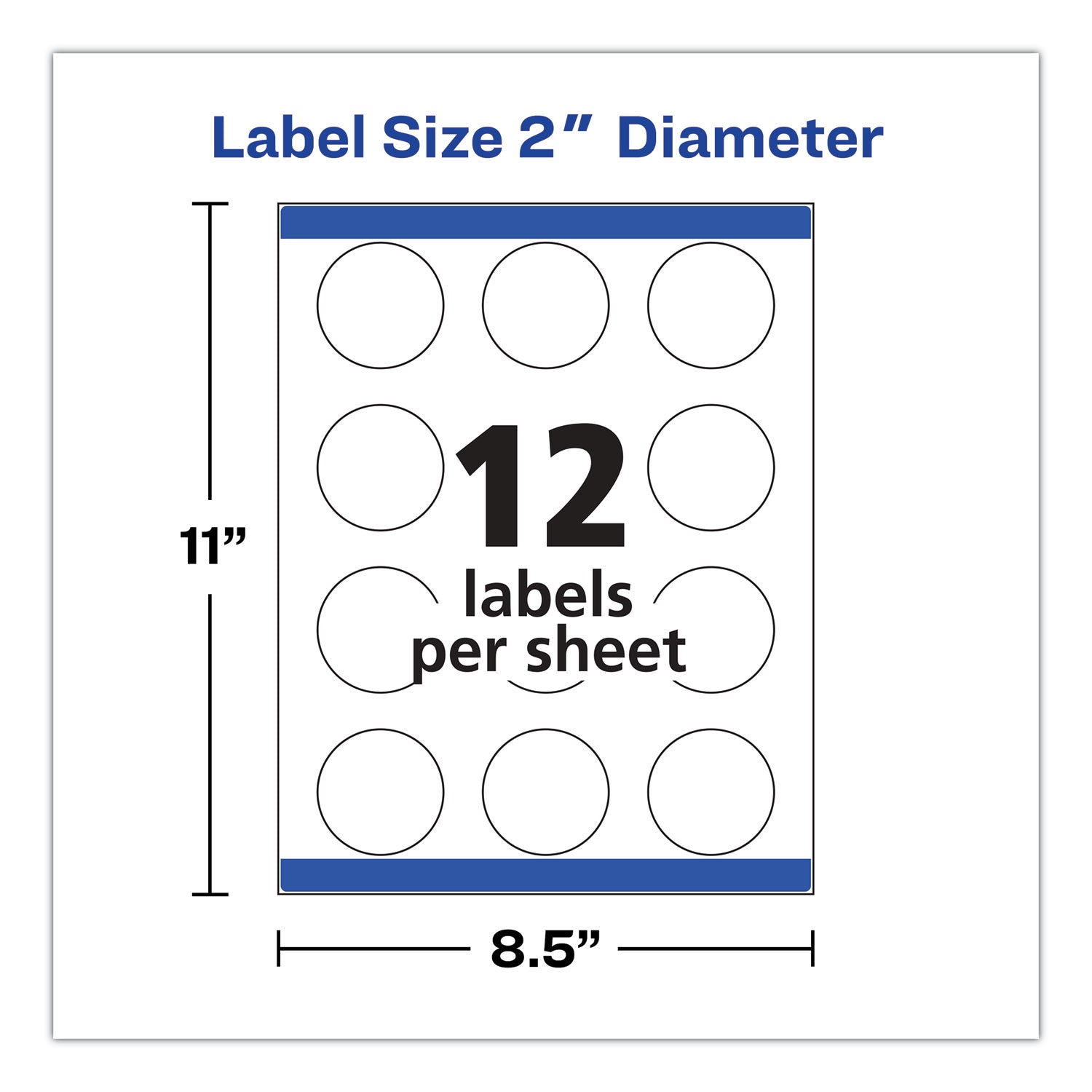 Avery® Round Print-to-the Edge Labels with SureFeed and EasyPeel, 2" dia, Matte White, 300/Pack