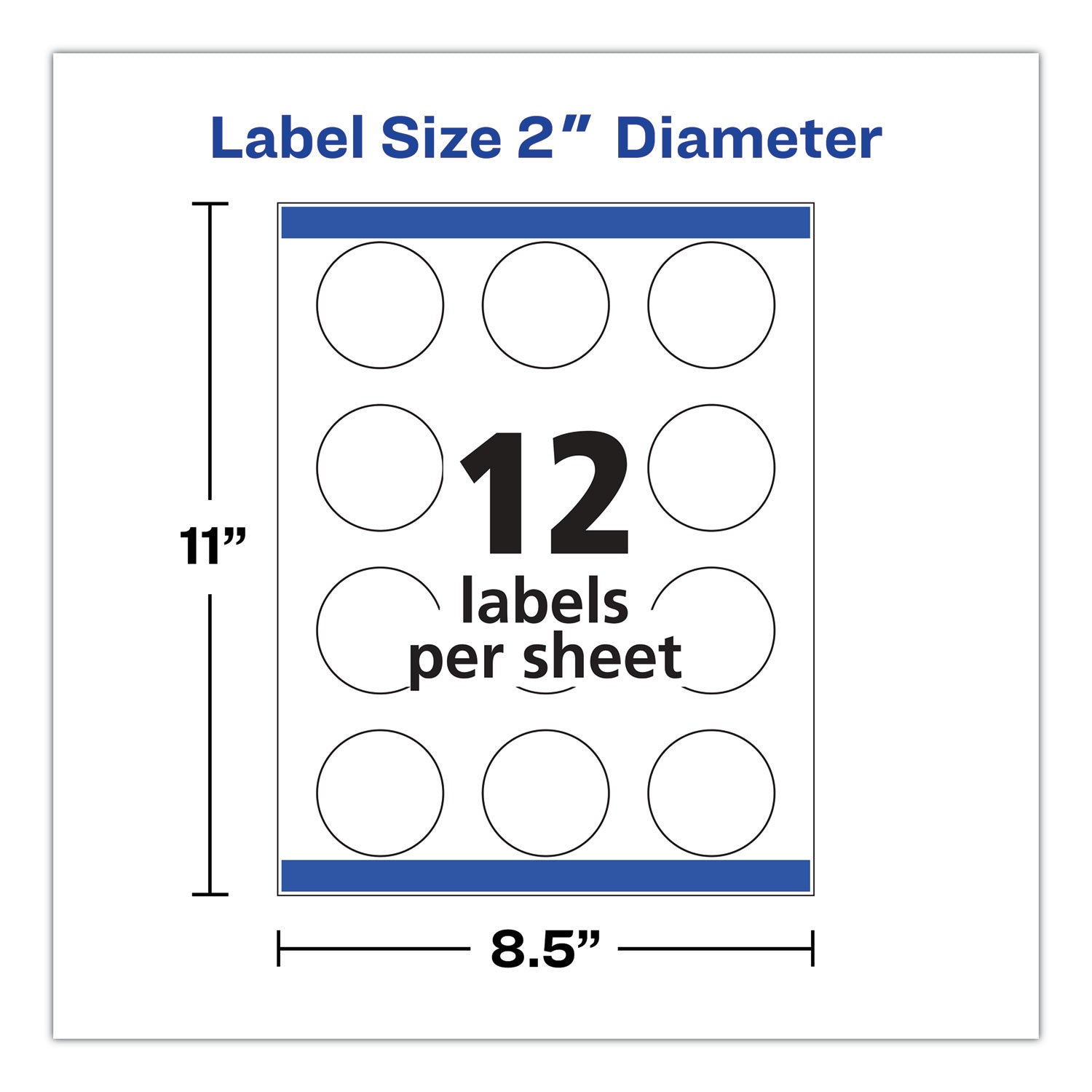 Avery® Round Print-to-the Edge Labels with Sure Feed and Easy Peel, 2" dia, Glossy White, 120/PK