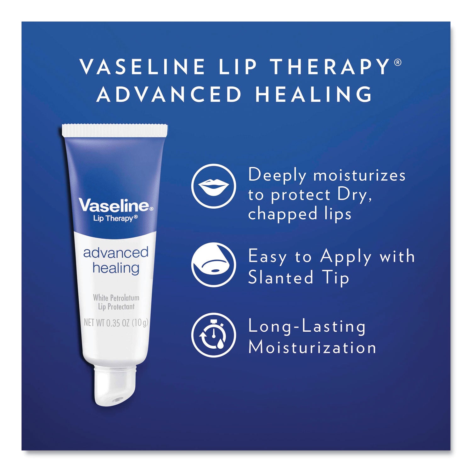 Vaseline® Lip Therapy Advanced Lip Balm, Original, 0.35 oz Tube, 72/Carton