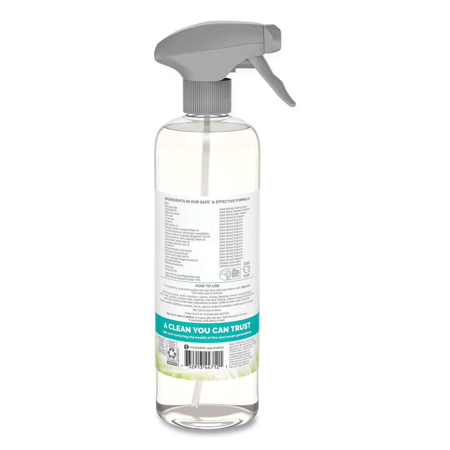 Seventh Generation® Natural Glass and Surface Cleaner, Sparkling Seaside, 23 oz Trigger Spray Bottle