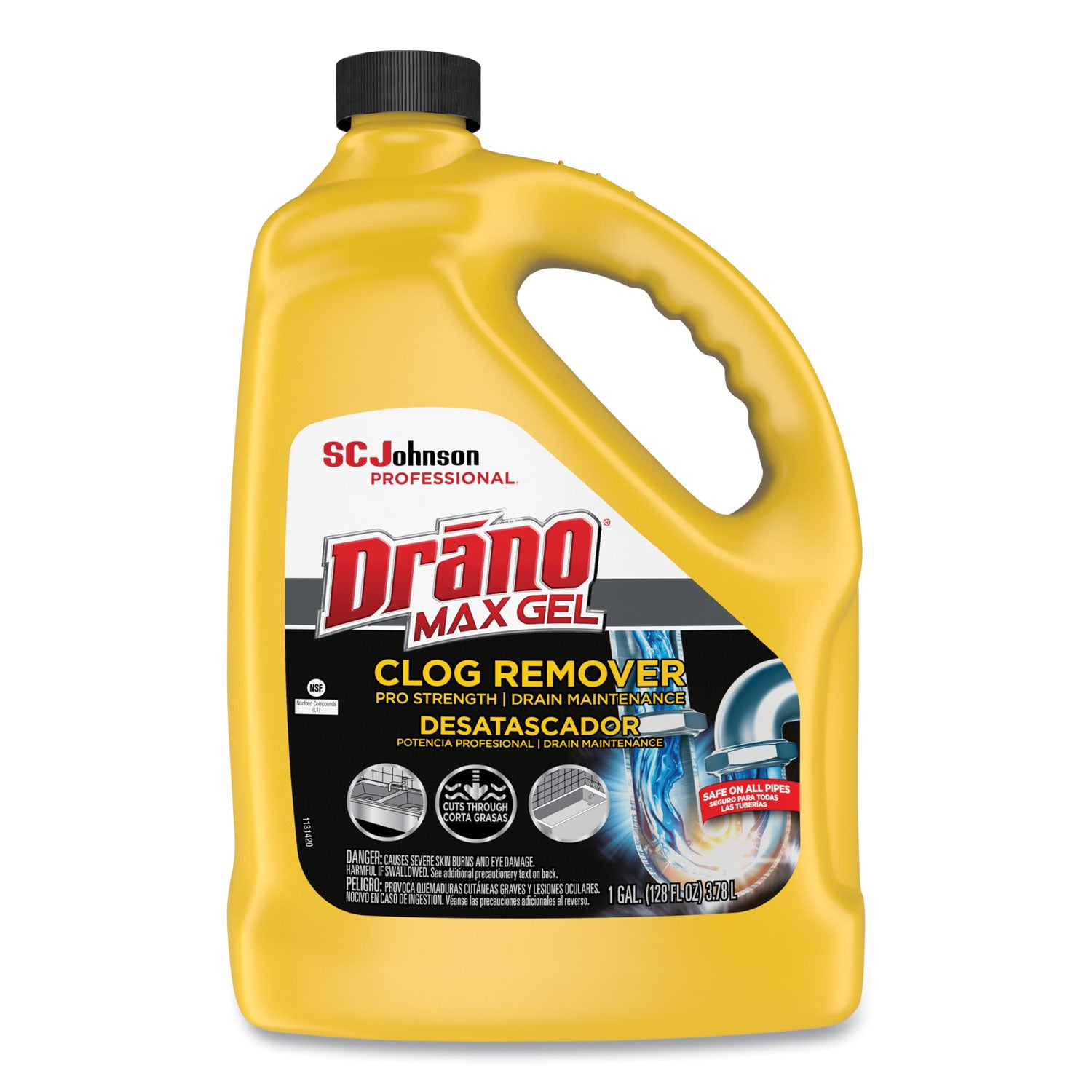 Drano® Max Gel Clog Remover, Bleach Scent, 128 Oz Bottle, 4/carton