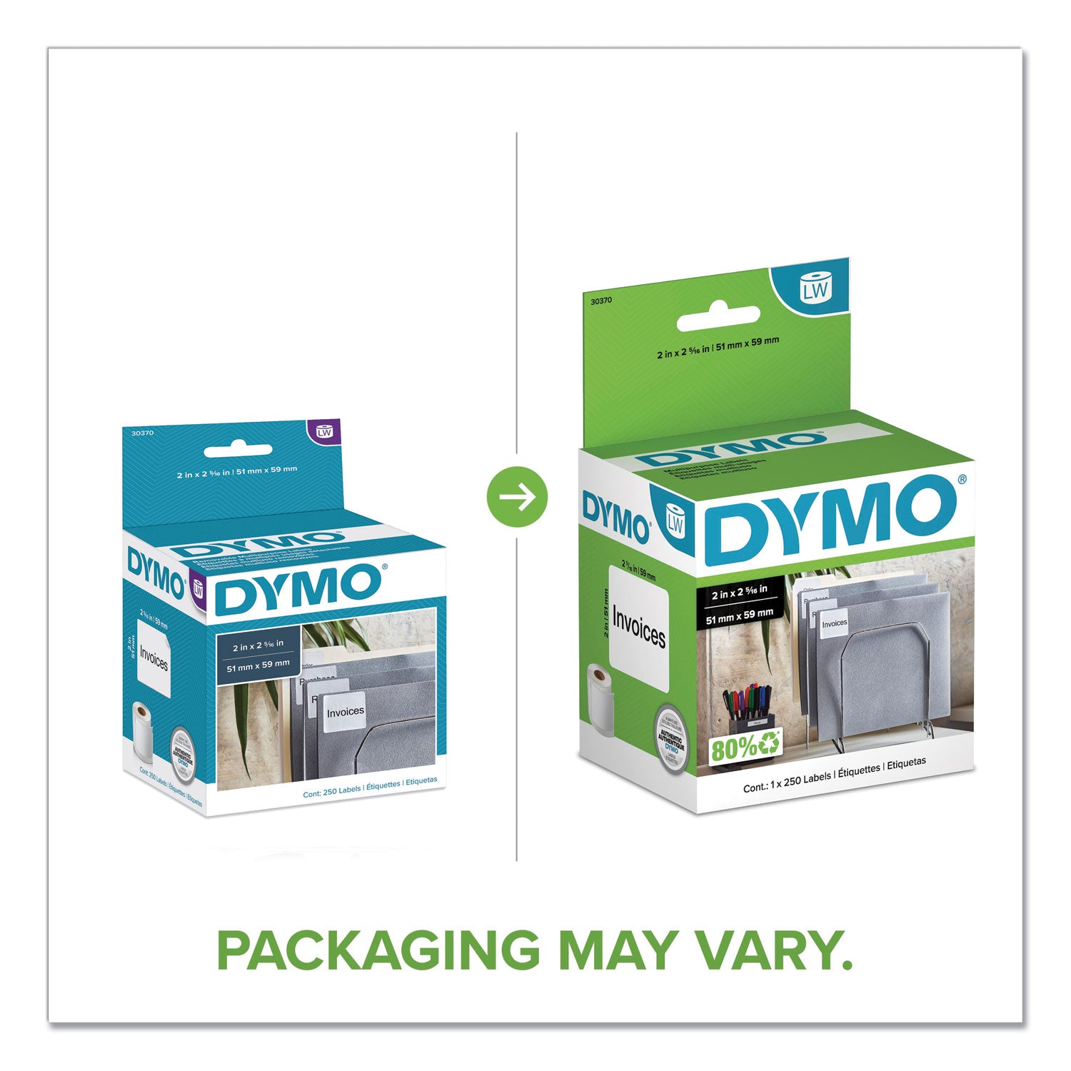 DYMO® LabelWriter Multipurpose Labels, 2" x 2.31", White, 250 Labels/Roll