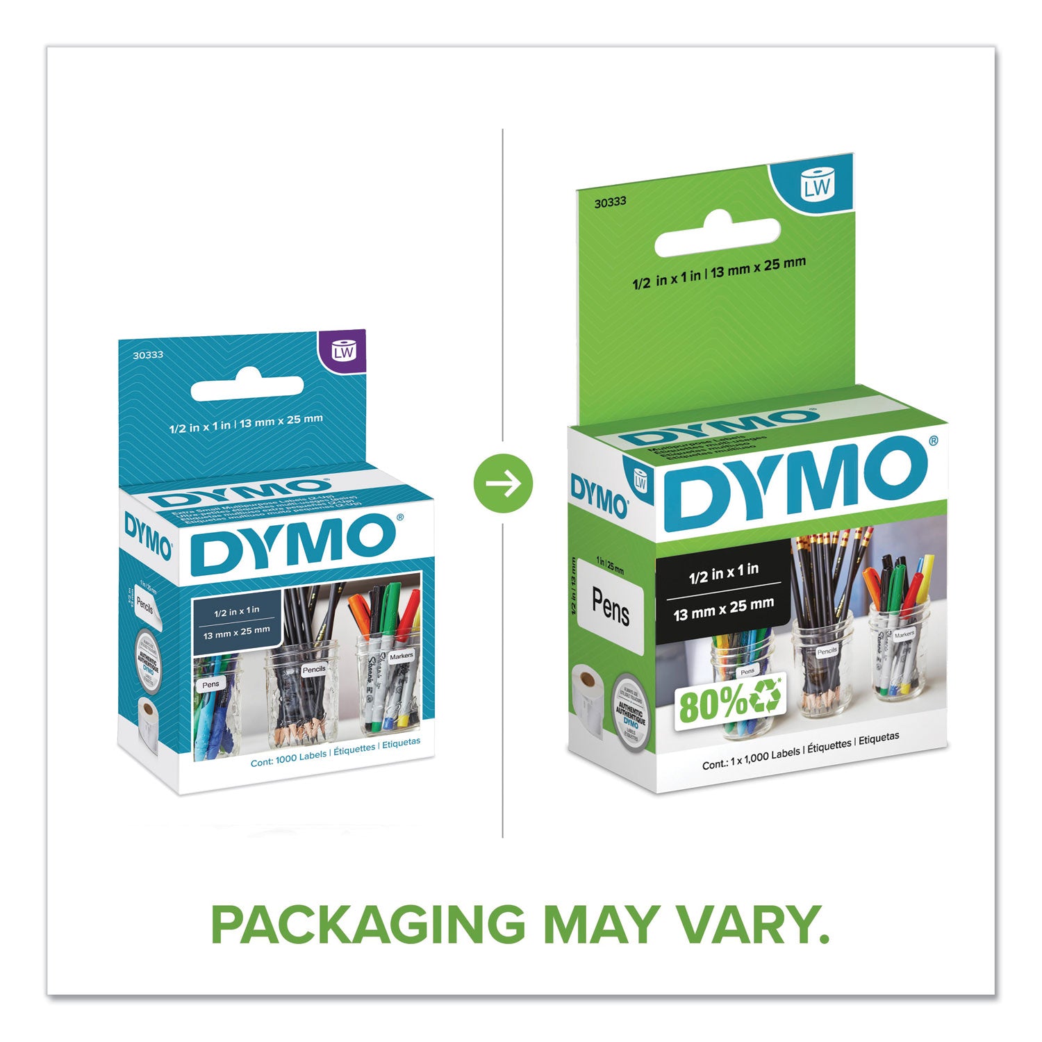 DYMO® LabelWriter Multipurpose Labels, 0.5" x 1", White, 1000 Labels/Roll