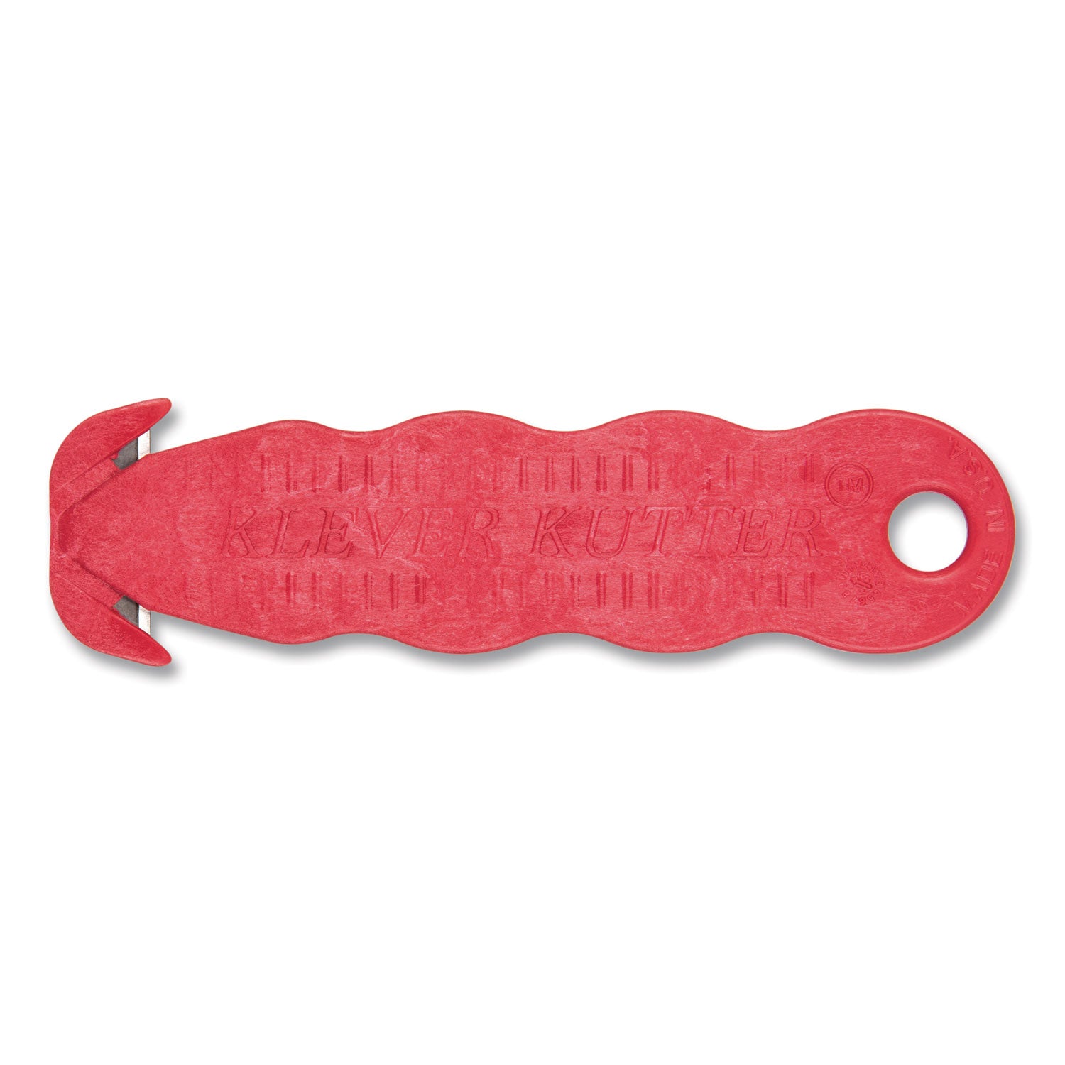 Klever Kutter Safety Cutter, 3 Razor Blades, 1" Blade, 4" Plastic Handle, Red