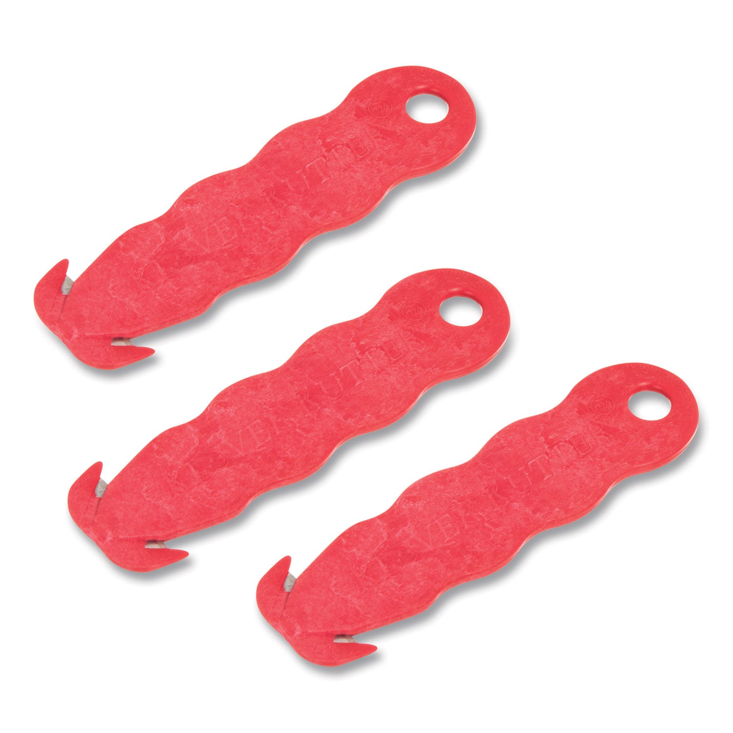 San Jamar® Klever Kutter Safety Cutter, 3 Razor Blades, 1" Blade, 4" Plastic Handle, Red