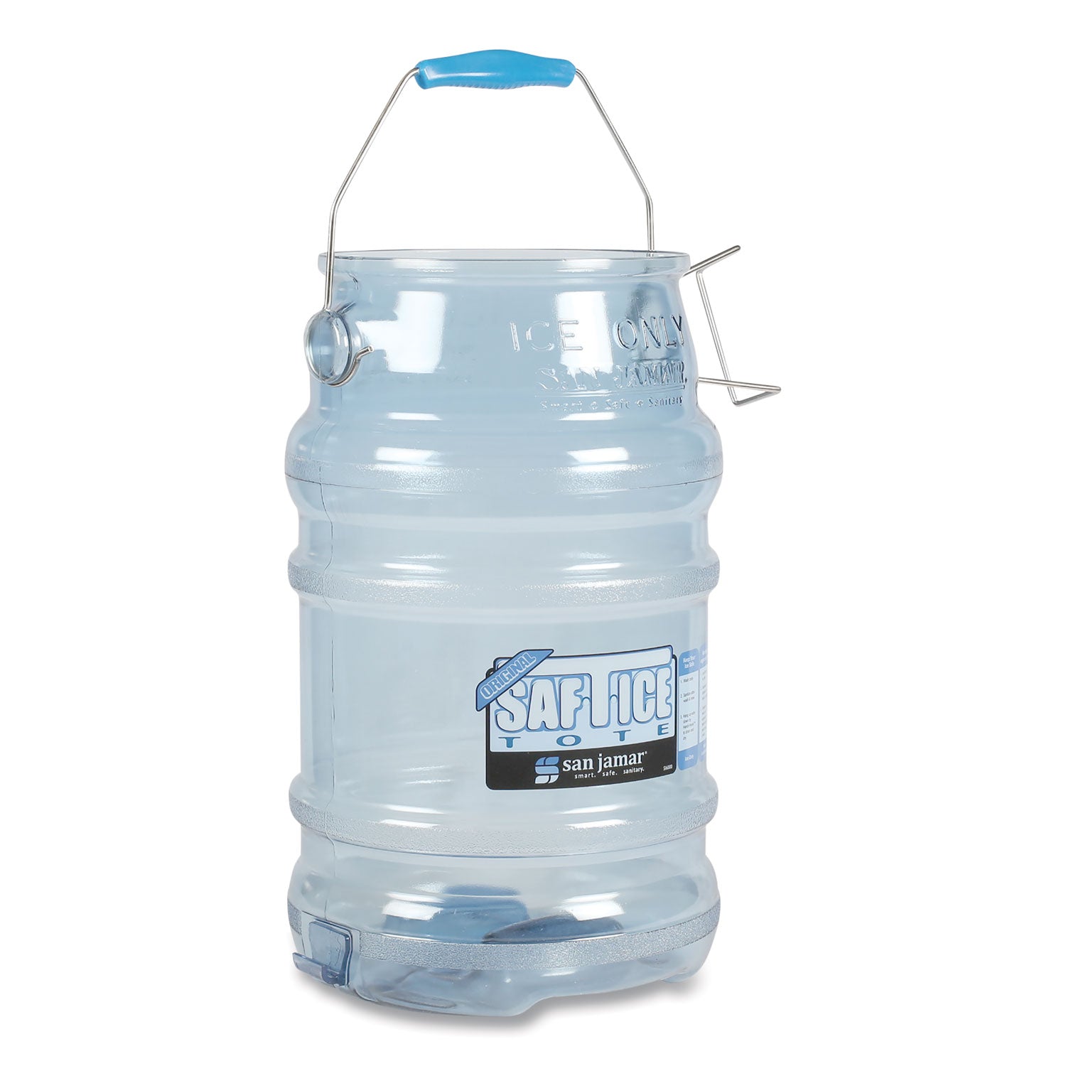 San Jamar® Saf-T-Ice Tote, 6 gal, Transparent Blue