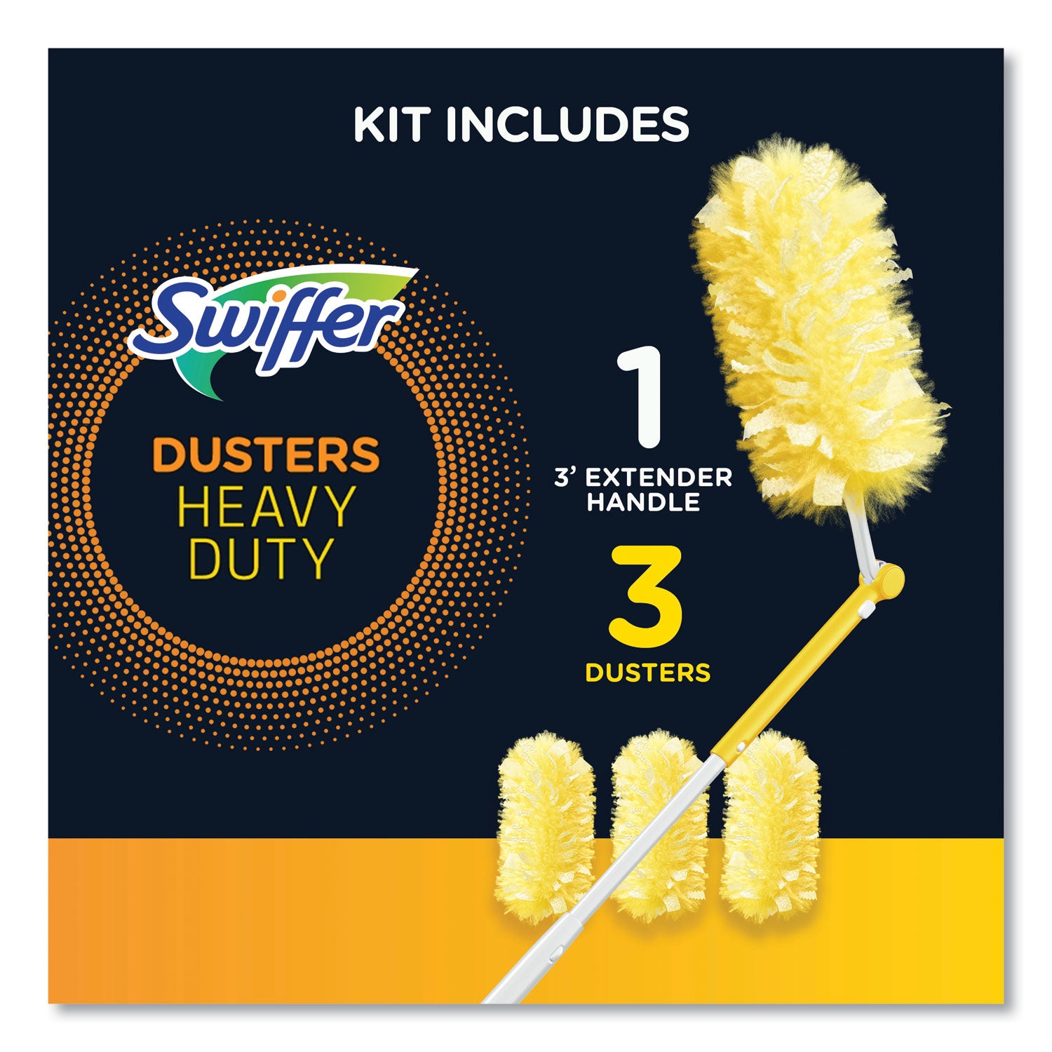 Swiffer® Heavy Duty Dusters with Extendable Handle, 14" to 3 ft Handle, 1 Handle and 3 Dusters/Kit