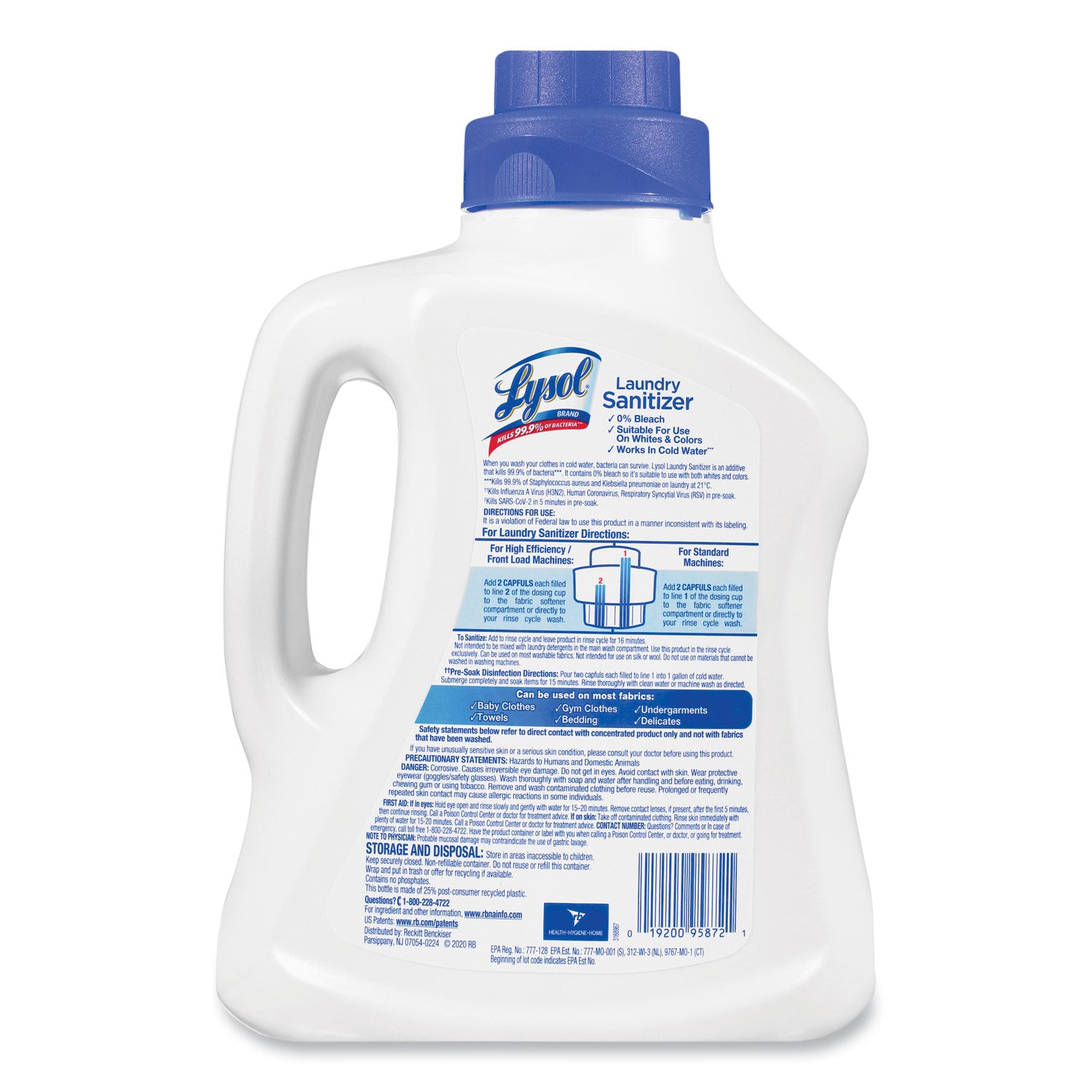 LYSOL® Brand Laundry Sanitizer, Liquid, Crisp Linen, 90 oz, 4/Carton