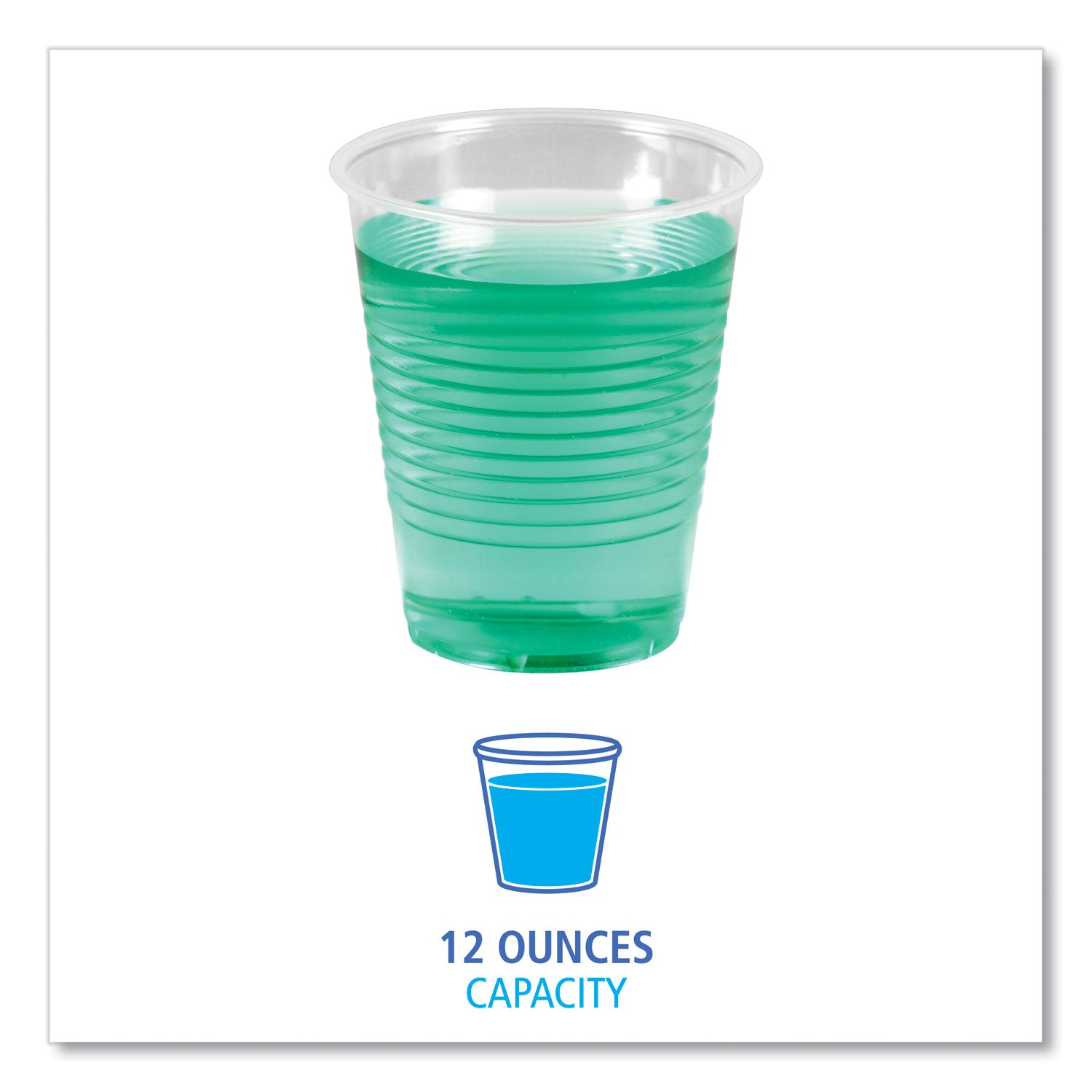 Boardwalk® Translucent Plastic Cold Cups, 12 oz, Polypropylene, 50 Cups/Sleeve, 20 Sleeves/Carton