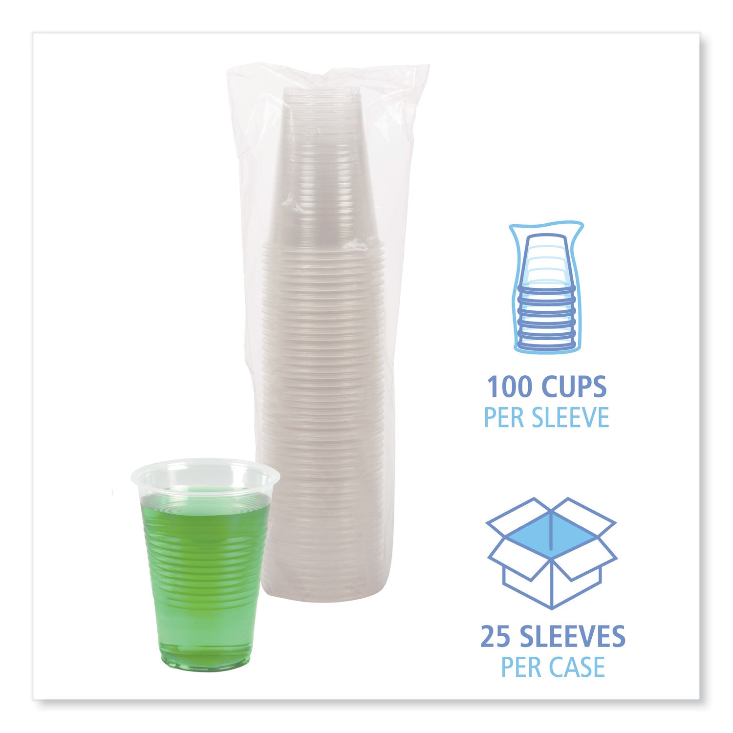 Boardwalk® Translucent Plastic Cold Cups, 14 oz, Polypropylene, 20 Cups/Sleeve, 50 Sleeves/Carton