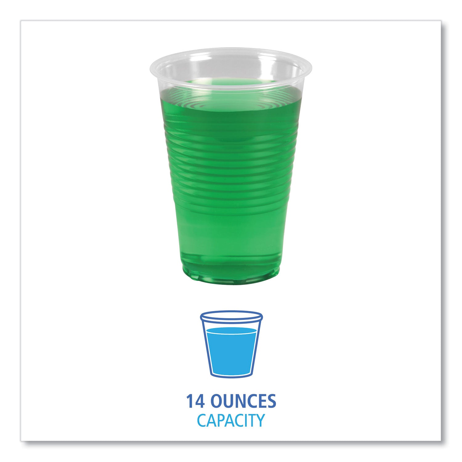 Boardwalk® Translucent Plastic Cold Cups, 14 oz, Polypropylene, 20 Cups/Sleeve, 50 Sleeves/Carton