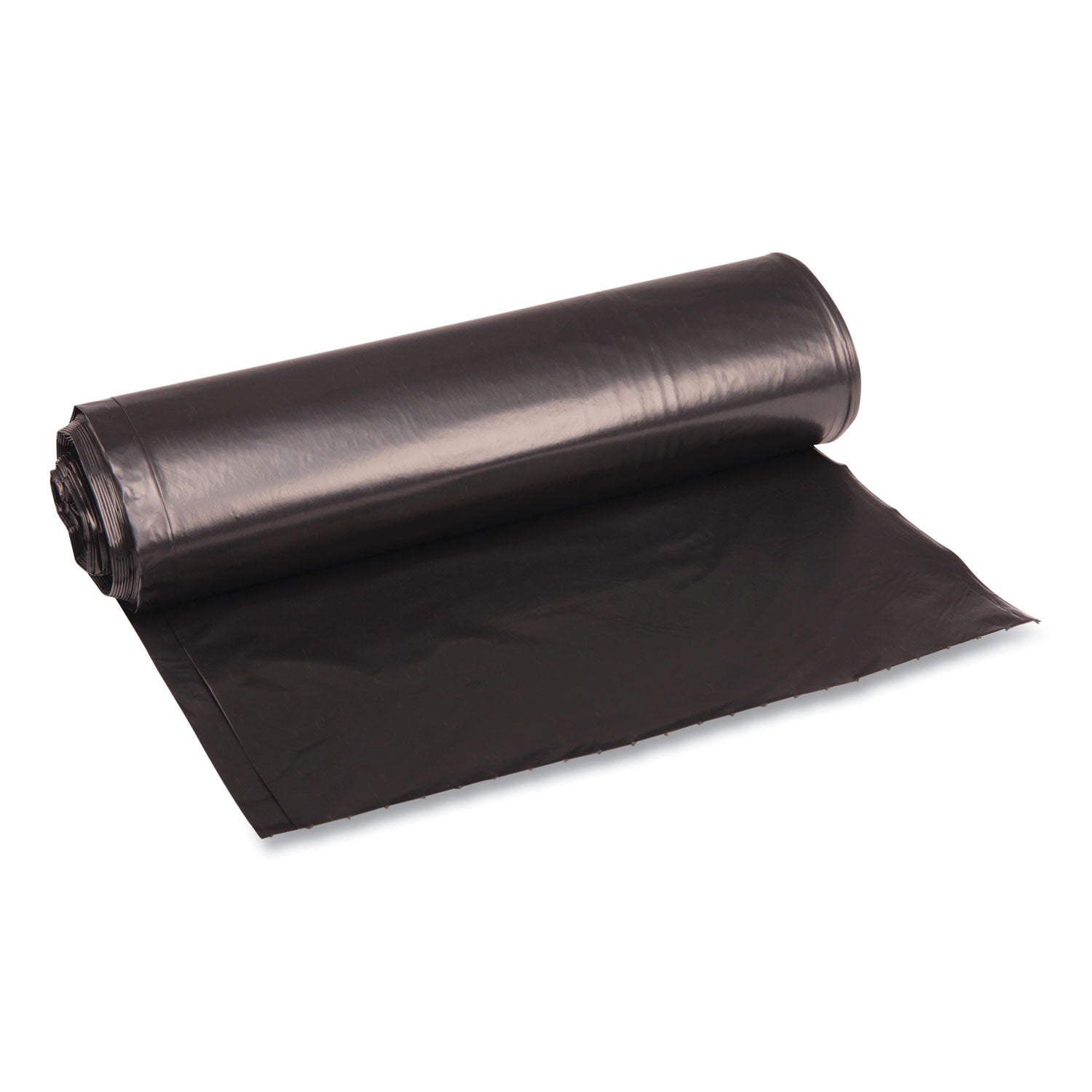 Recycled Low-Density Polyethylene Can Liners, 33 gal, 1.2 mil, 33" x 39", Black, Perforated, 10 Bags/Roll, 10 Rolls/Carton