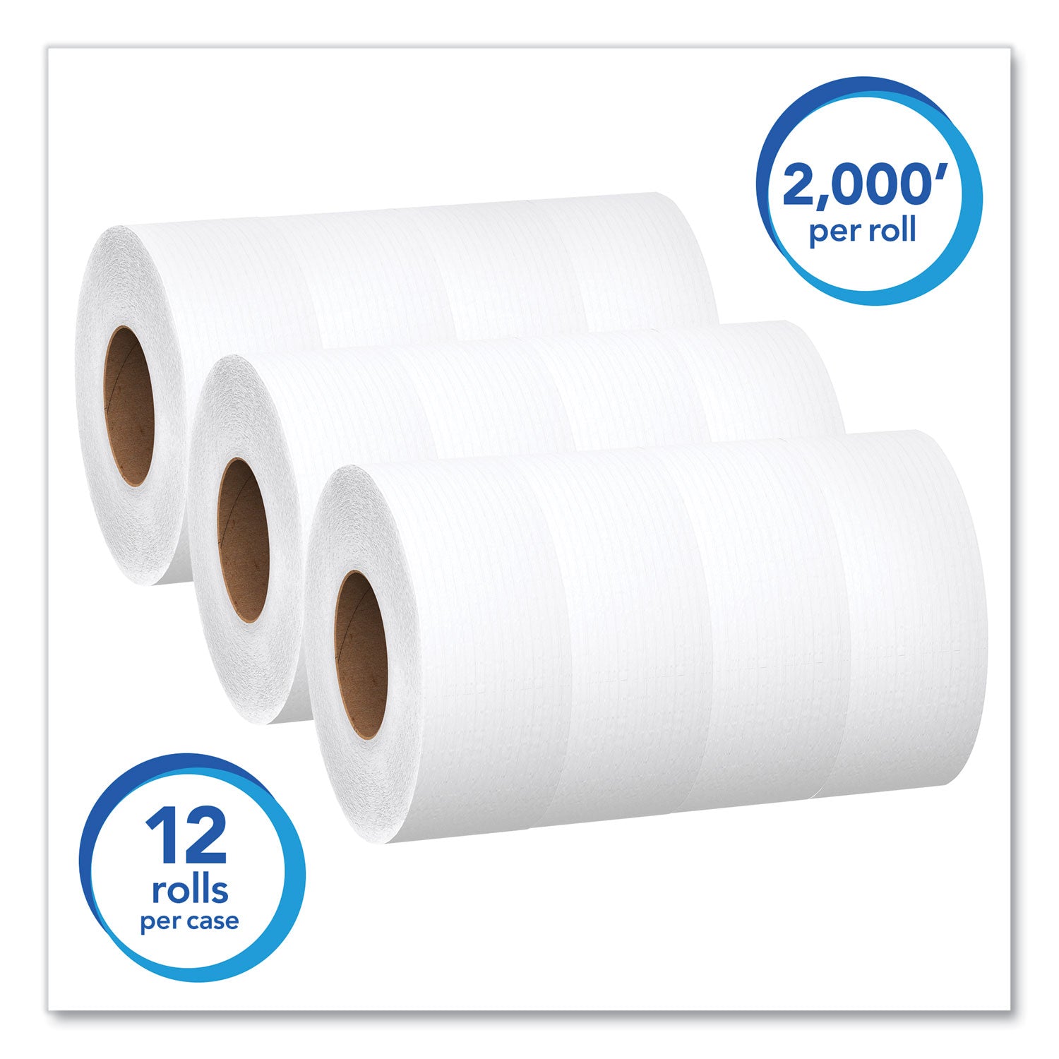 Scott® Essential JRT Jumbo Roll Bathroom Tissue, Septic Safe, 1-Ply, White, 3.55" x 2,000 ft, 12 Rolls/Carton