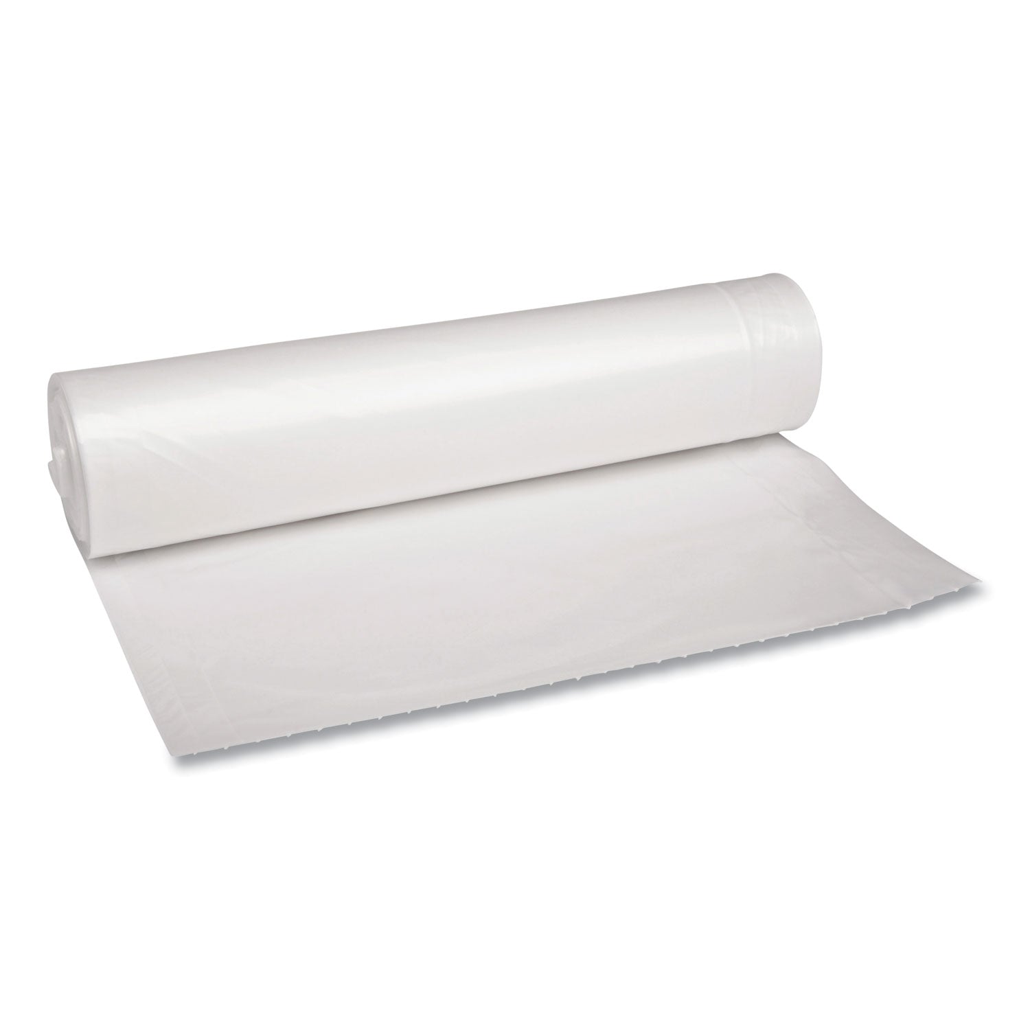 Recycled Low-Density Polyethylene Can Liners, 45 gal, 1.1 mil, 40" x 46", Clear, Perforated, 10 Bags/Roll, 10 Rolls/Carton