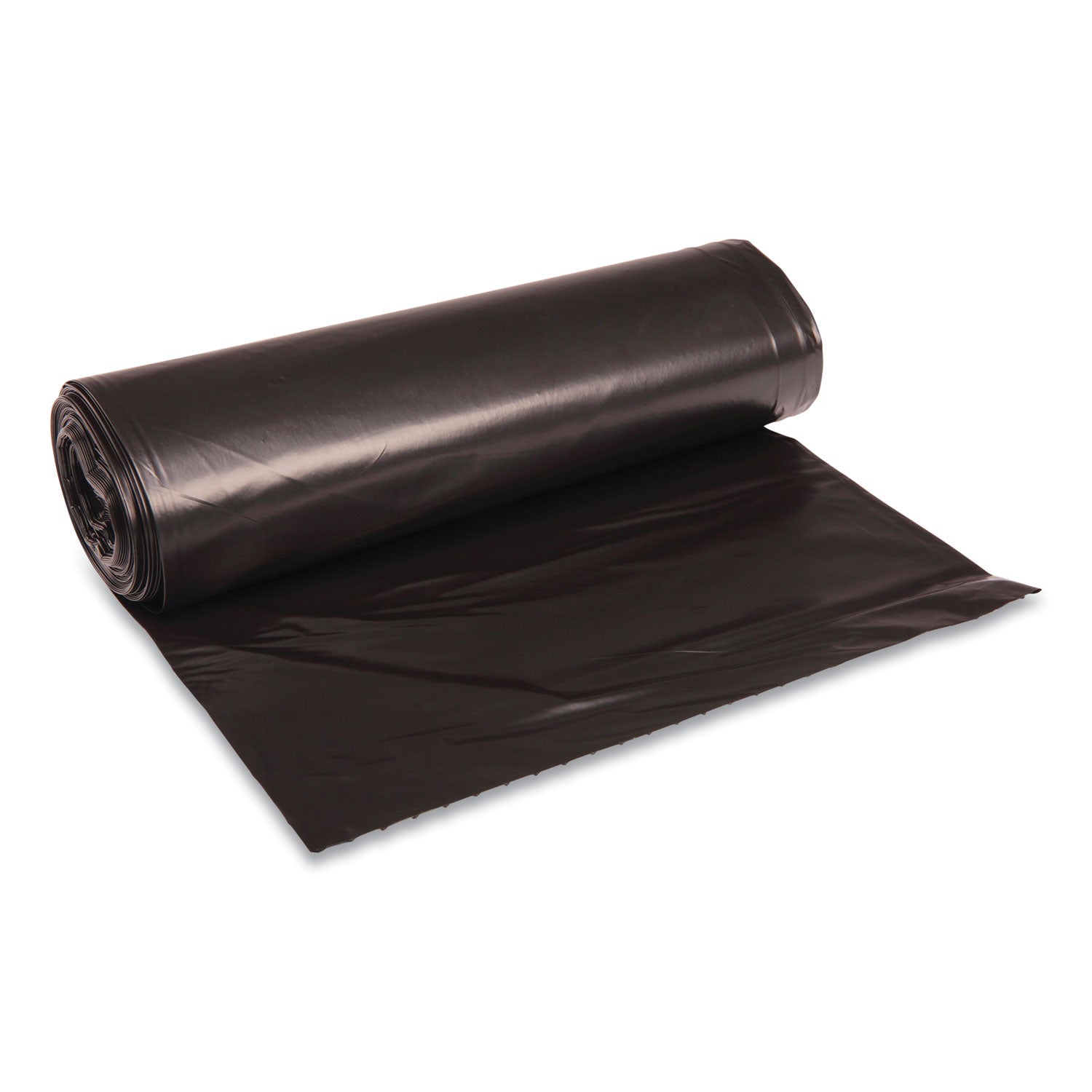 Recycled Low-Density Polyethylene Can Liners, 45 gal, 1.6 mil, 40" x 46", Black, Perforated, 10 Bags/Roll, 10 Rolls/Carton